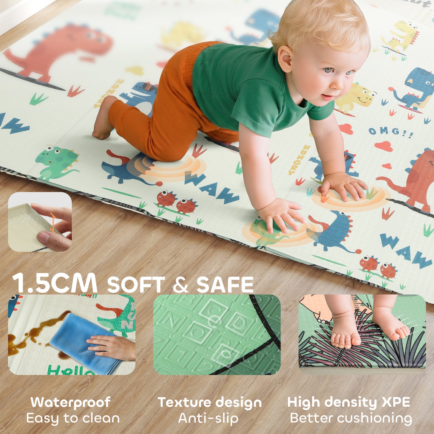 Baby Play Mat, Double Sideded Foldable Kids Crawling Mat (2)