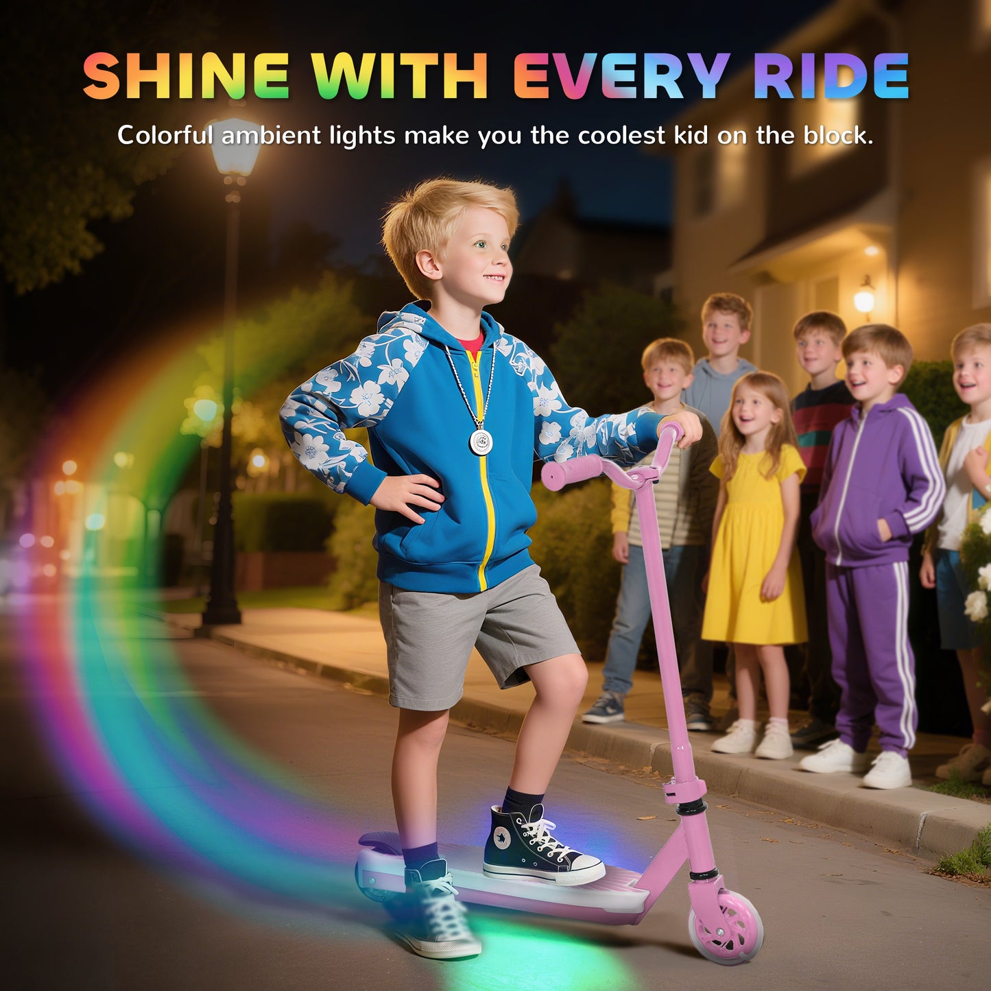 Electric Scooter for Kids Aged 4-7 Years, with Flashing LED Lights