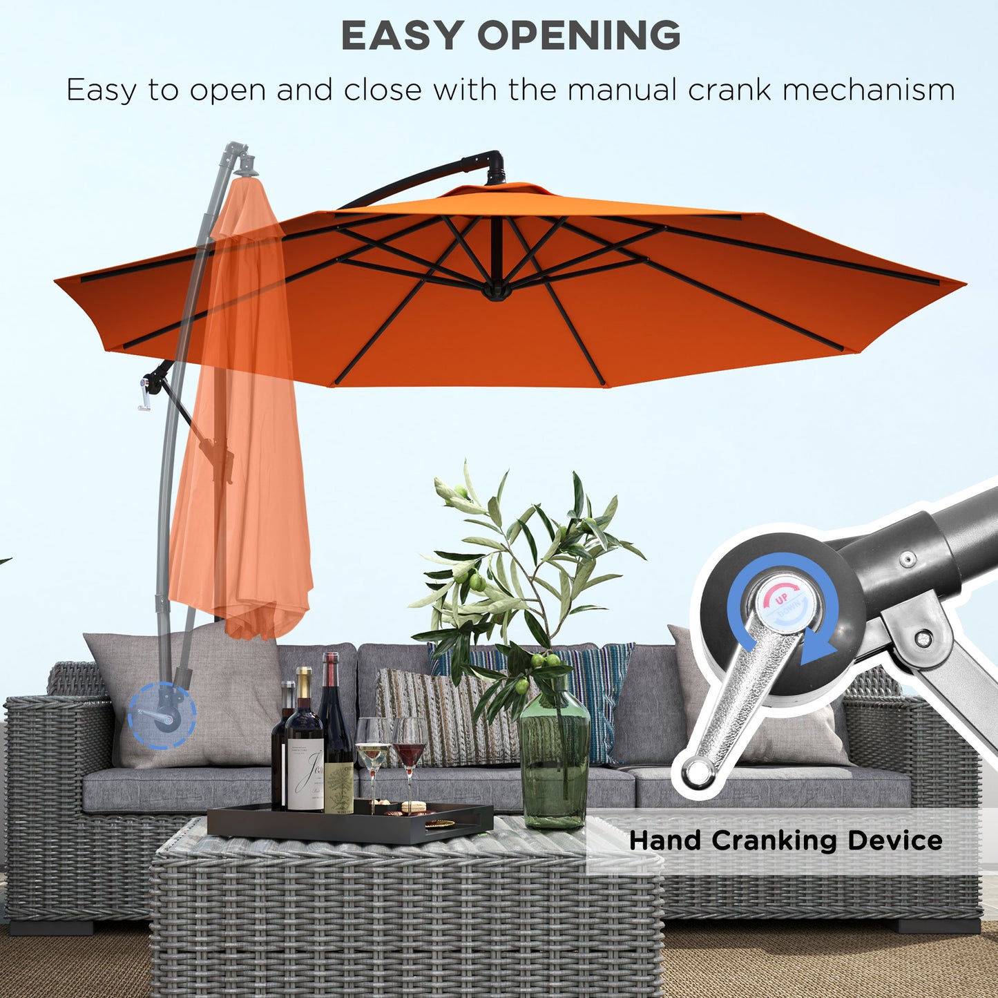 3m Garden Banana Parasol with Cross Base for Garden Family Use