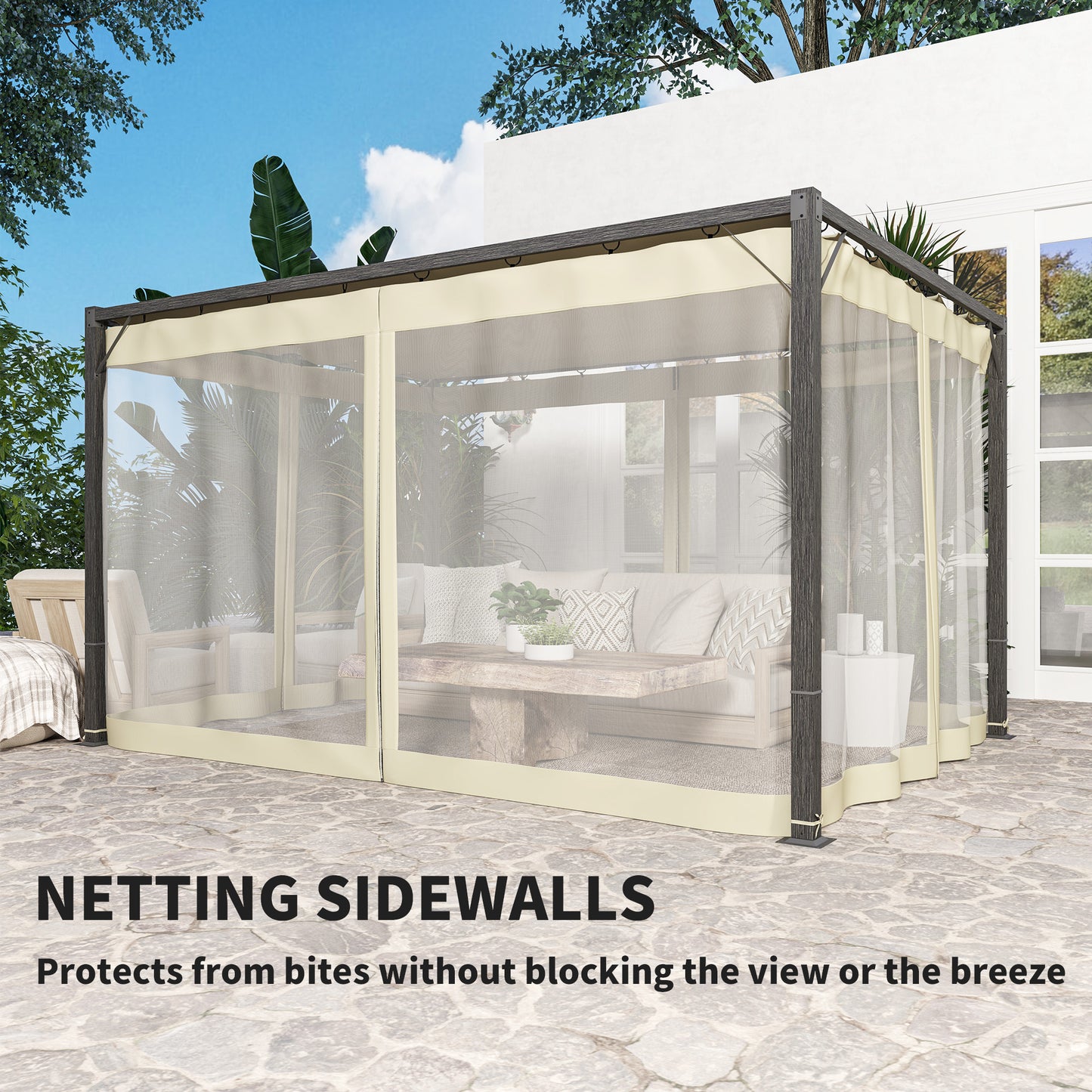 3 x 4m Aluminium Frame Pergola, with Retractable Roof