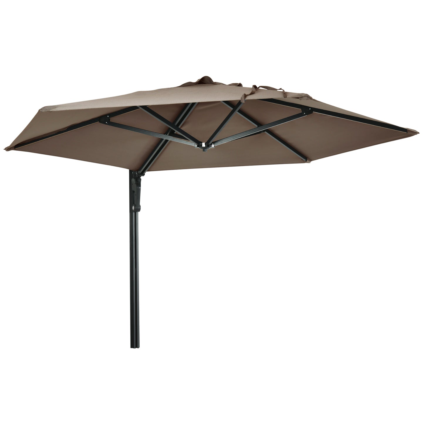 2.5m Wall Mounted Parasol, Hand to Push Outdoor Patio Umbrella