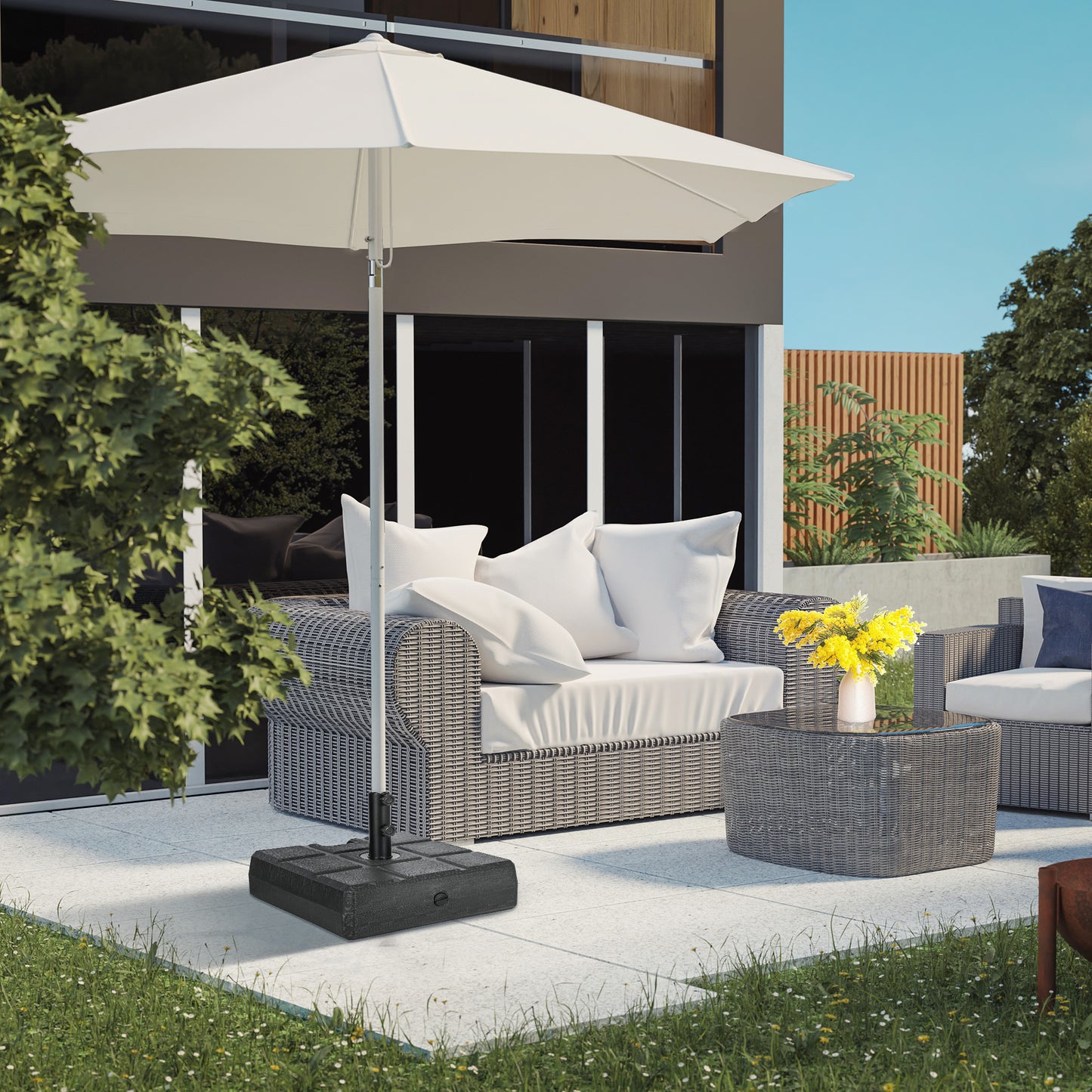 40kg Square Umbrella Parasol Base with Wood Effect