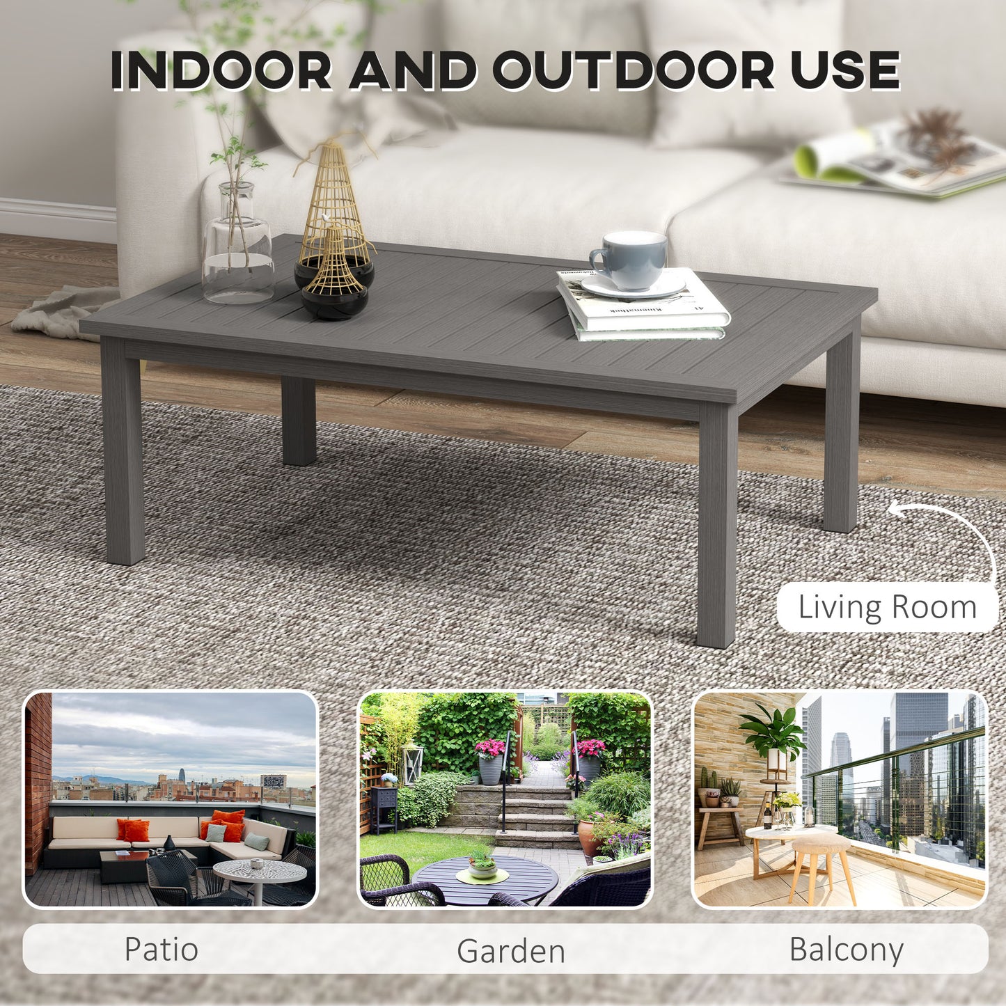 100cm x 60cm Aluminium Outdoor Coffee Table