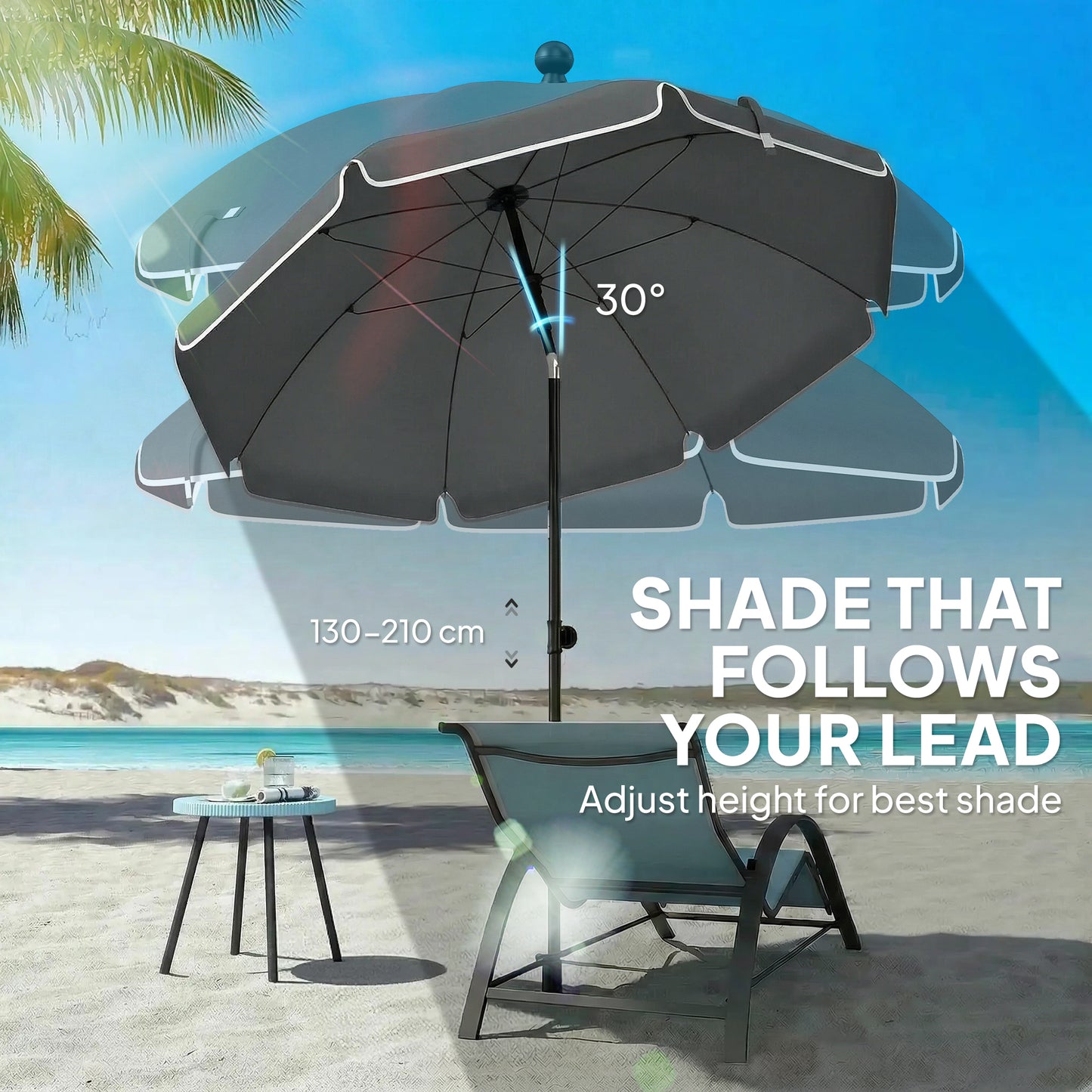 1.8 m Beach Umbrella Parasol with Sand Anchor (1)