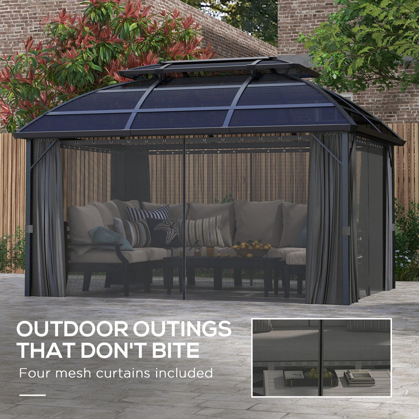 4 x 3m Aluminium Frame Hard Gazebo, with Accessories