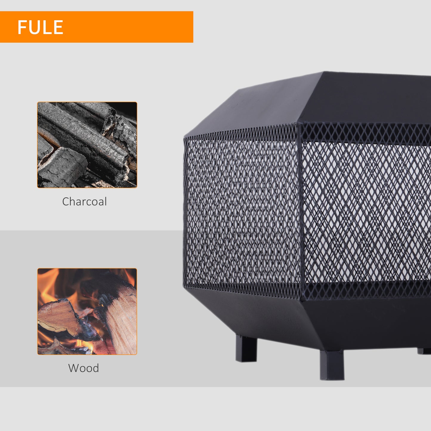 Metal Square Fire Pit Outdoor Mesh Firepit Brazier w/ Lid, Log Grate