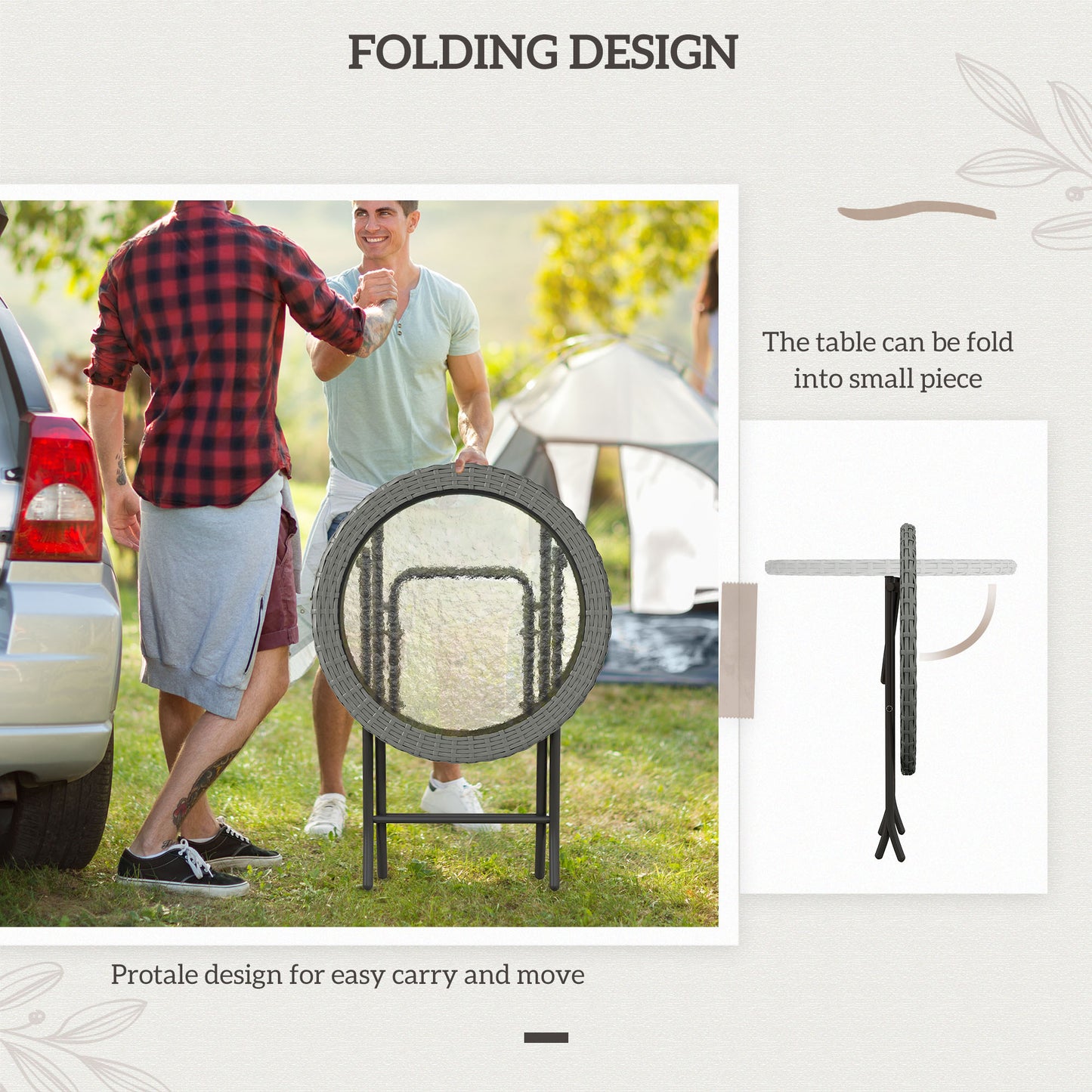 Folding Rattan Garden Dining Table
