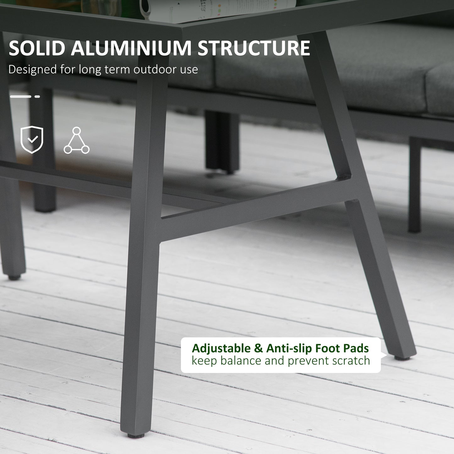 4 Piece L-shaped Garden Furniture Set 8-Seater Aluminium Outdoor