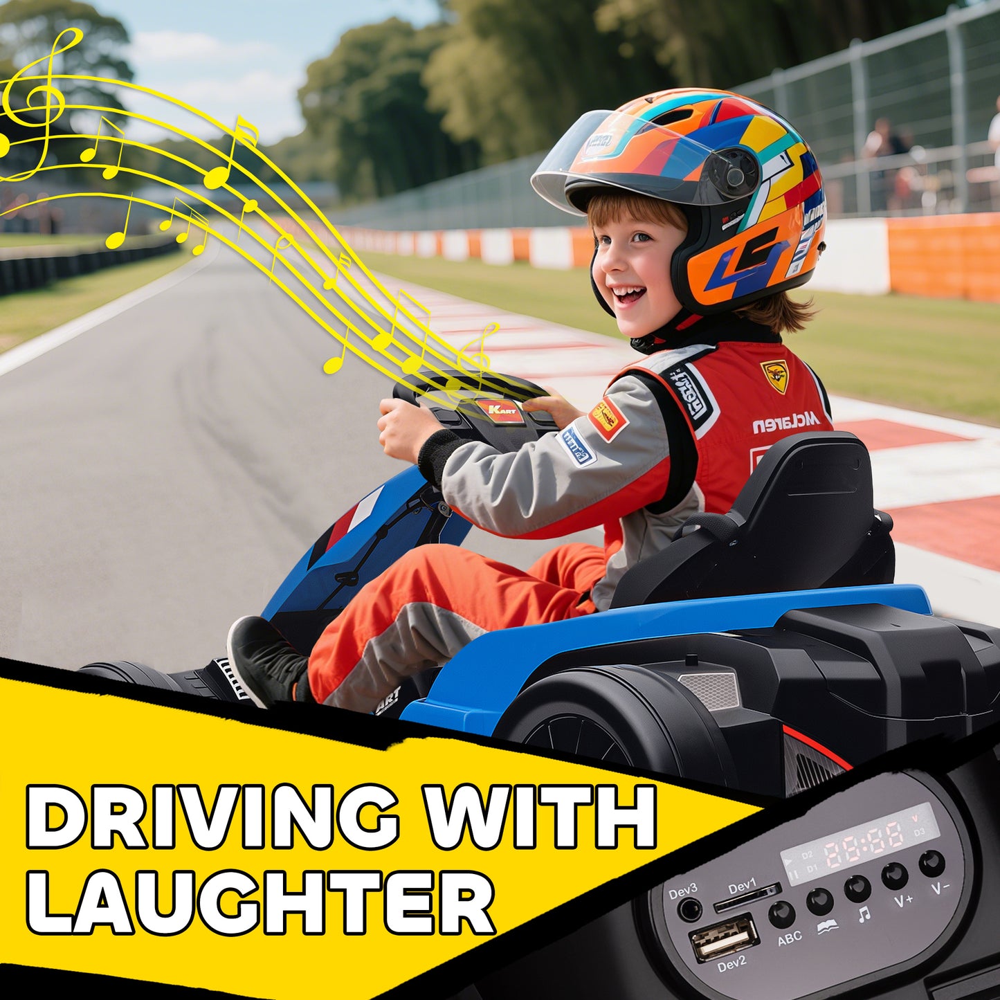24V Electric Go Kart, Drift Kart with Adjustable Seat, Slow Start
