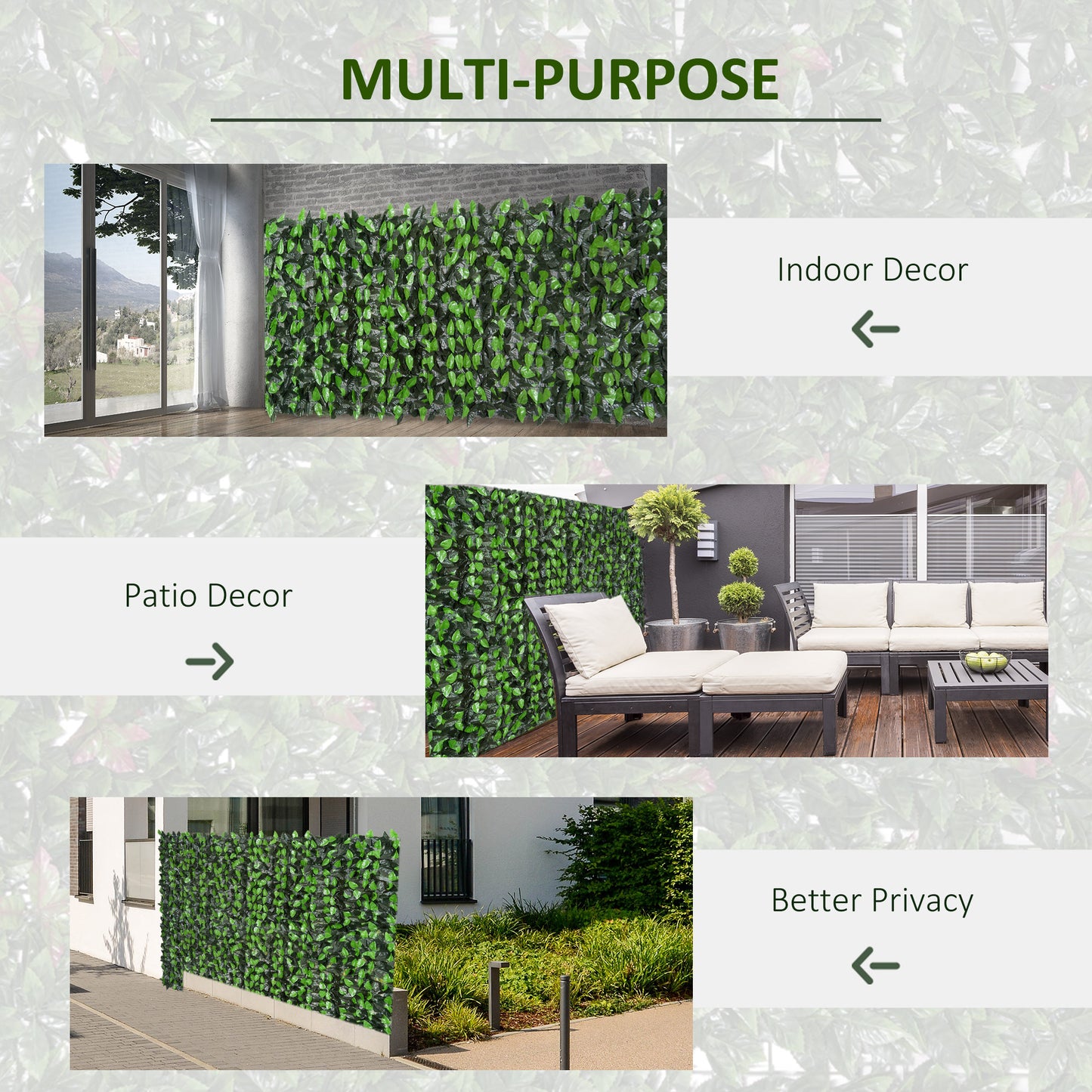 Artificial Leaf Hedge Screen Privacy Fence Panel