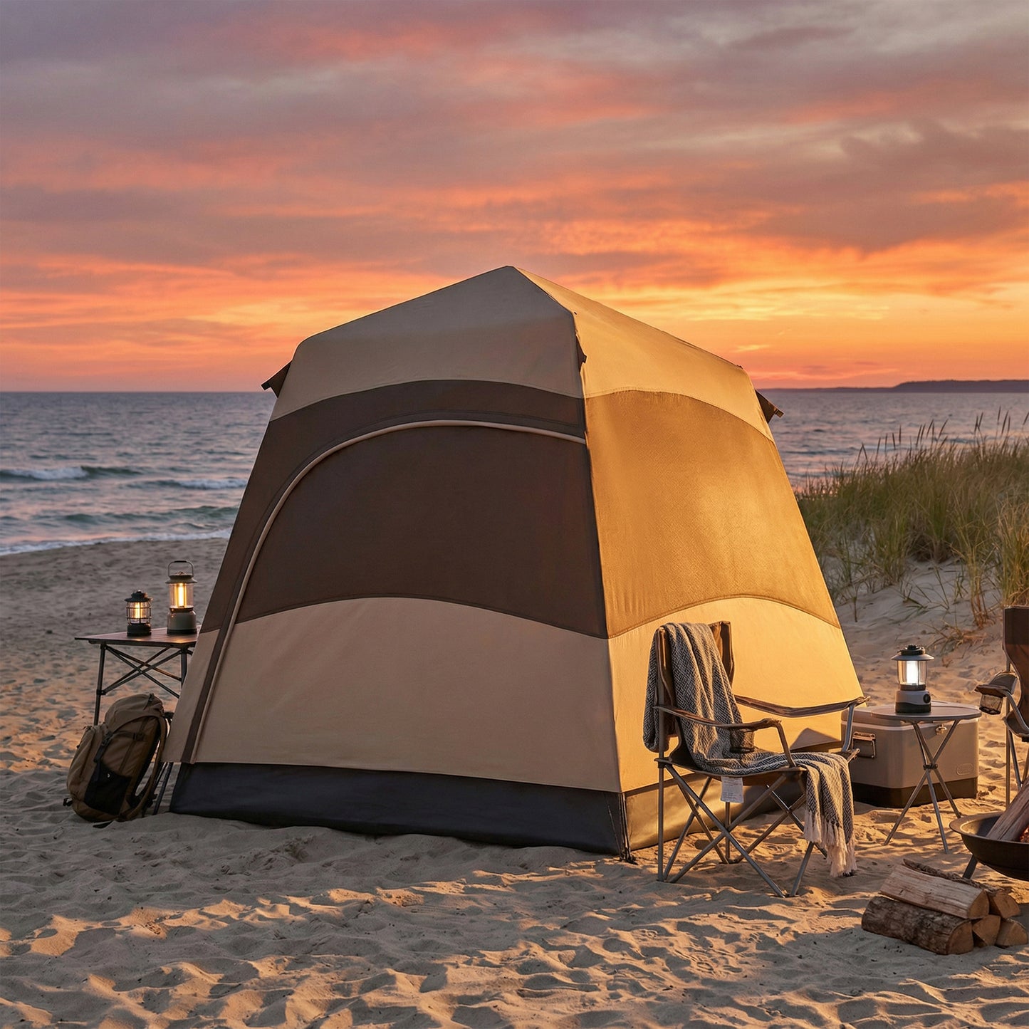 Double Layer Instant Pop Up Tent with Rainfly