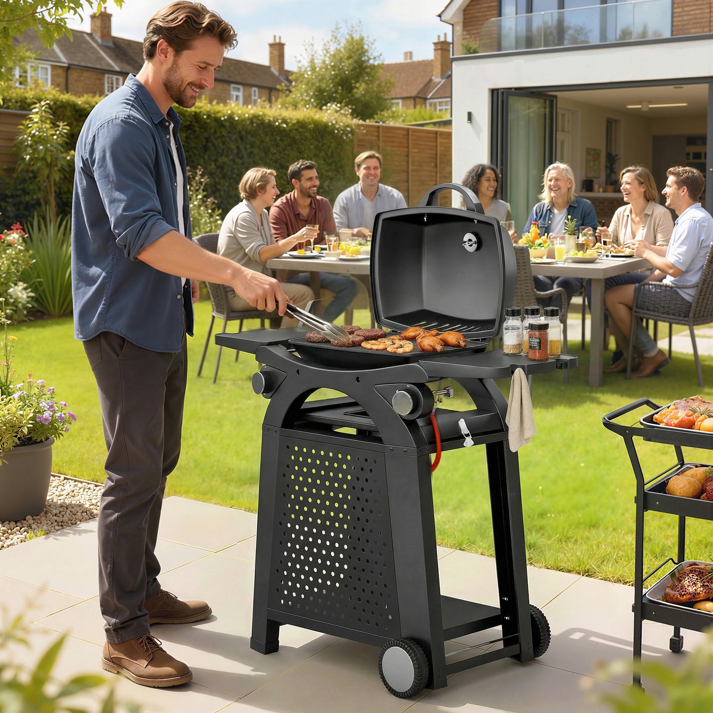 2 Burner Gas Grill with 2 Side Tables