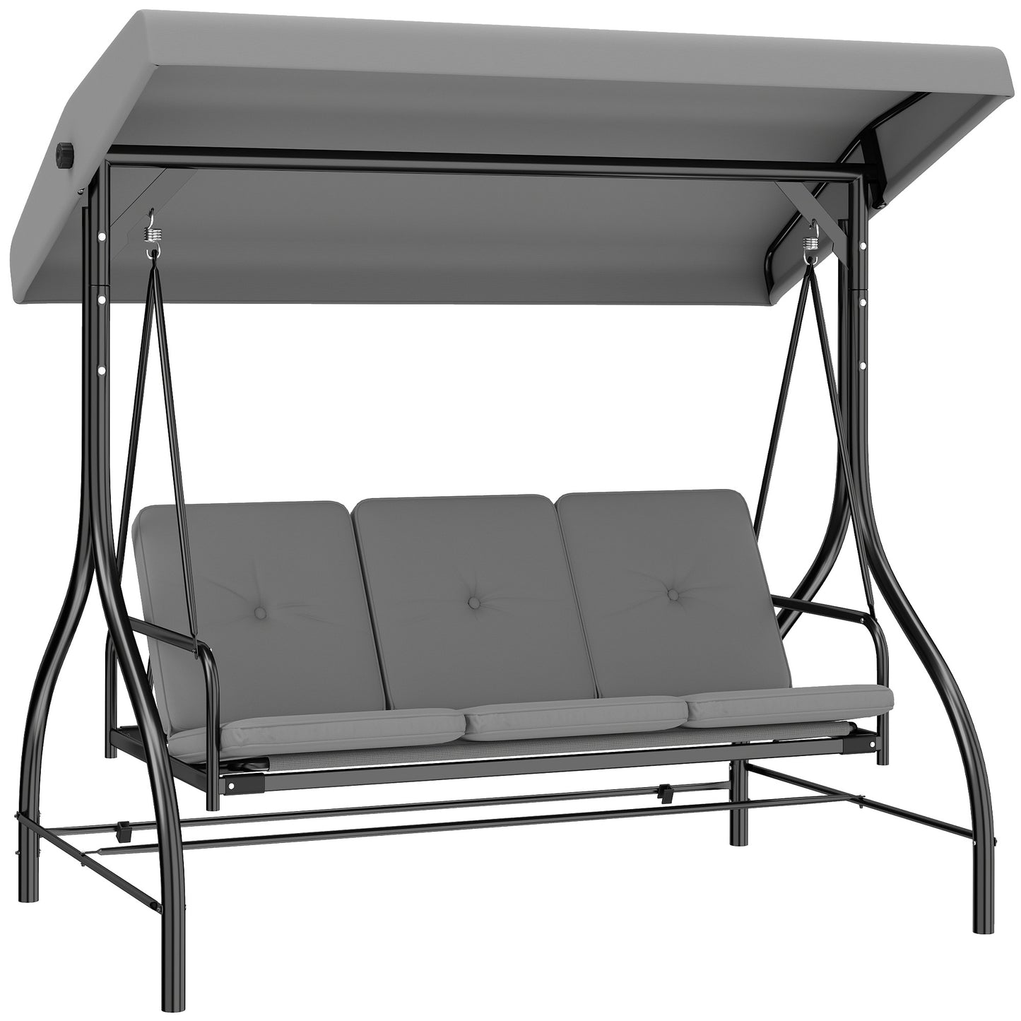 3 Seater Canopy Swing Chair, 2 in 1 Garden Swing Seat Bed