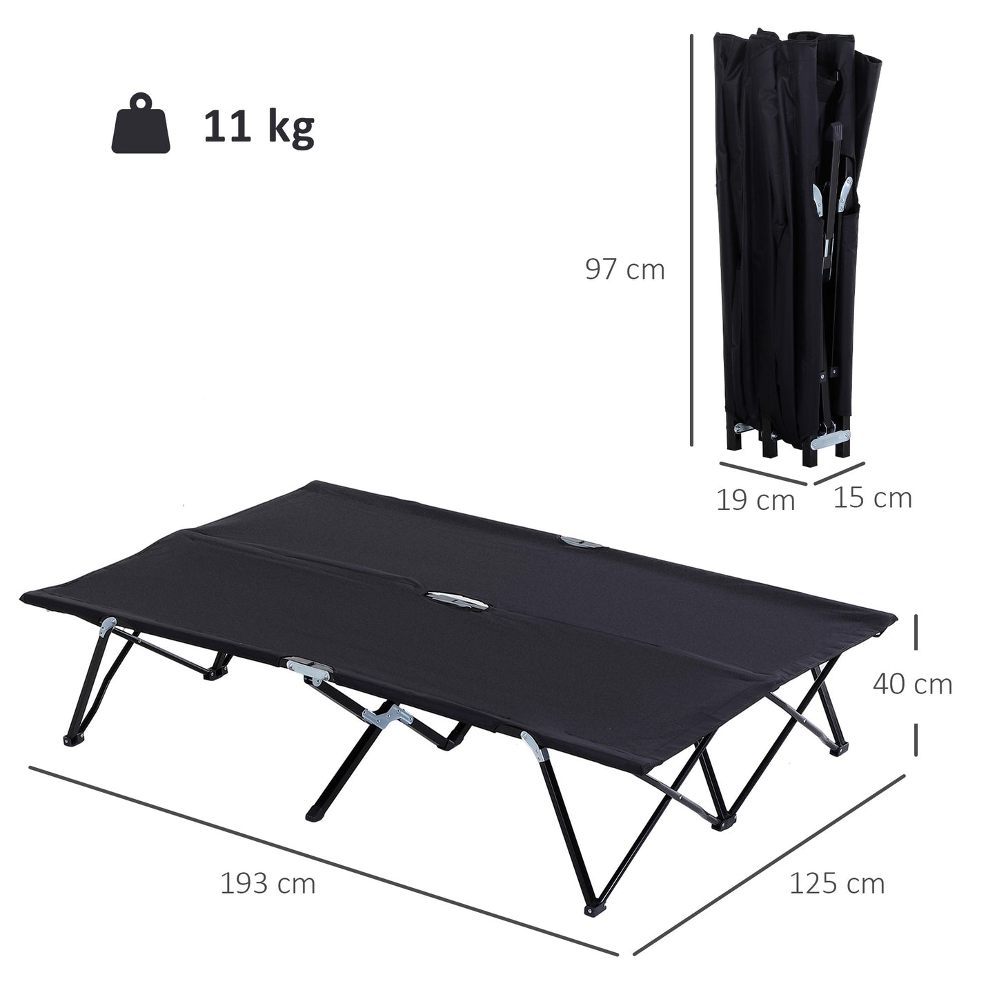 Double Camping Cot Bed, with Bag