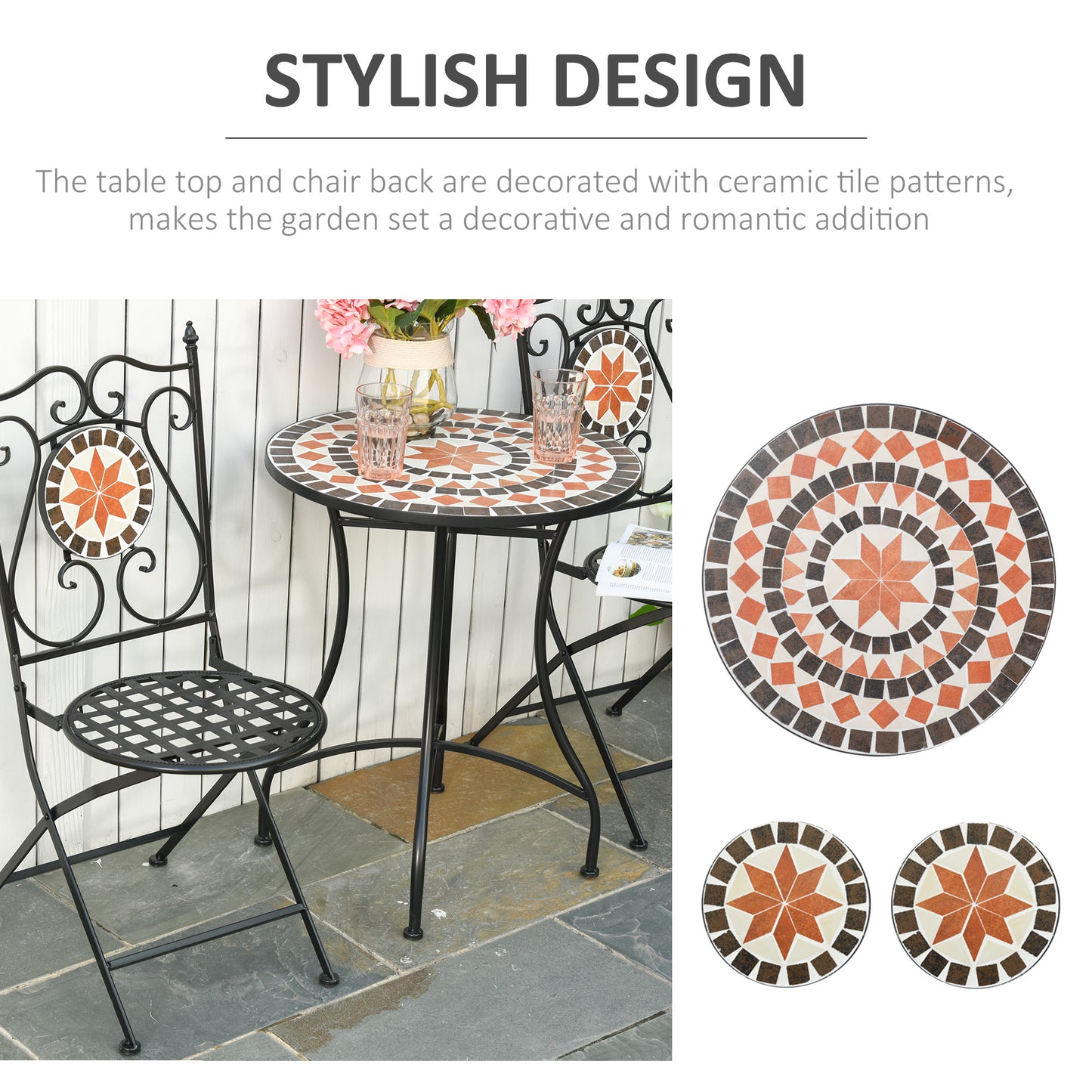 Three-Piece Mosaic Bistro Table Set