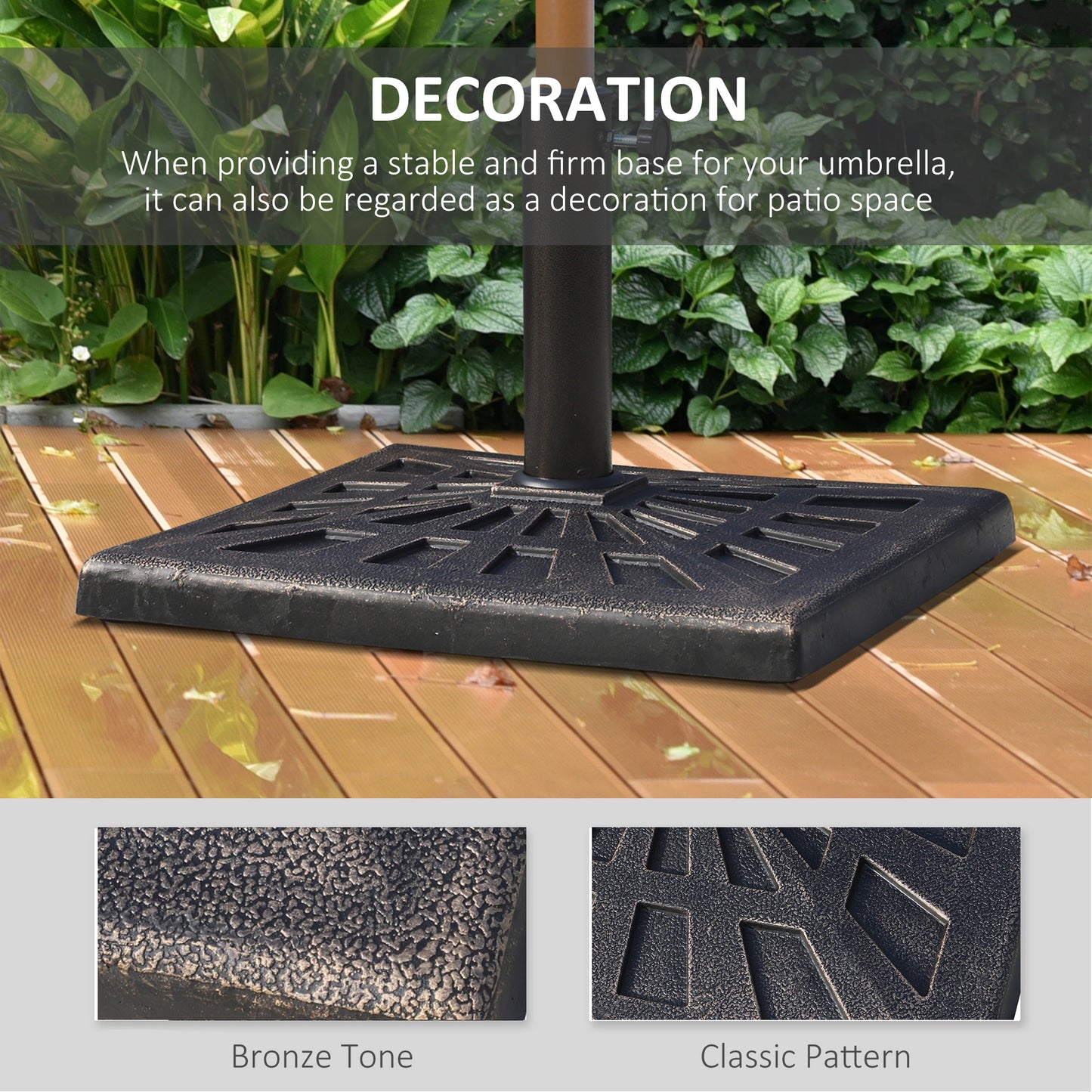 15kg Resin Durable Patterned Colophony Garden Patio Square Umbrella