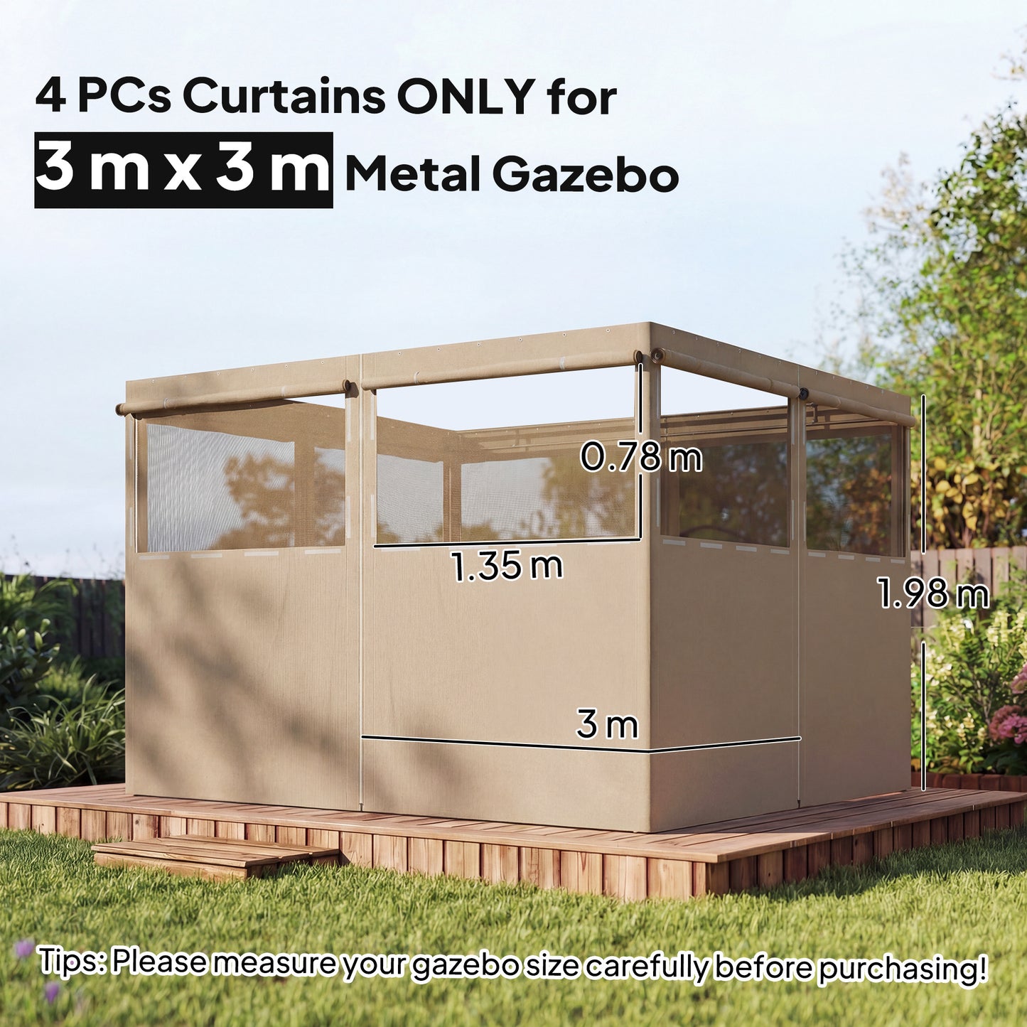 4 Pack Replacement Gazebo Curtains Privacy Panel (1)