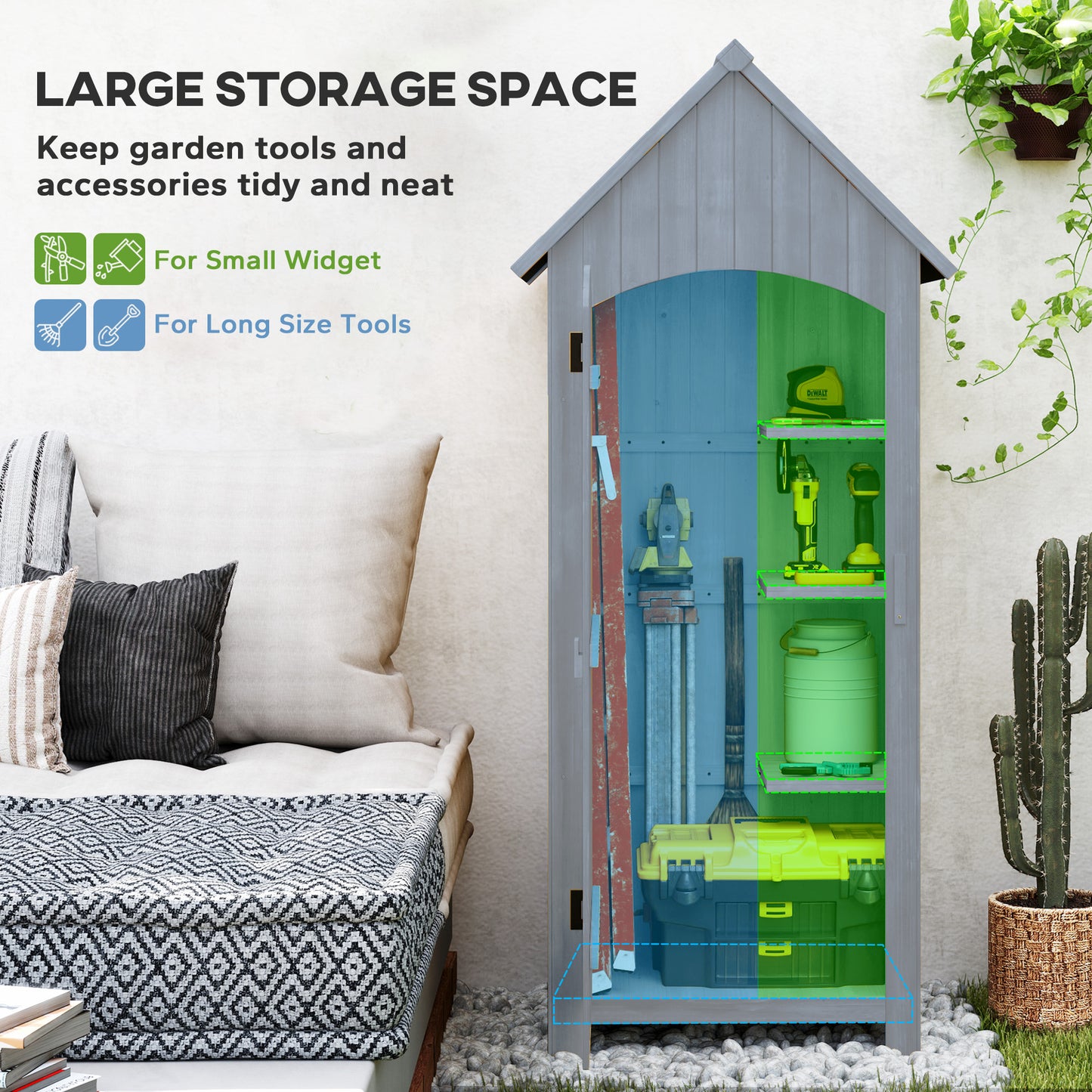 Wooden Garden Storage Shed with 3 Shelves