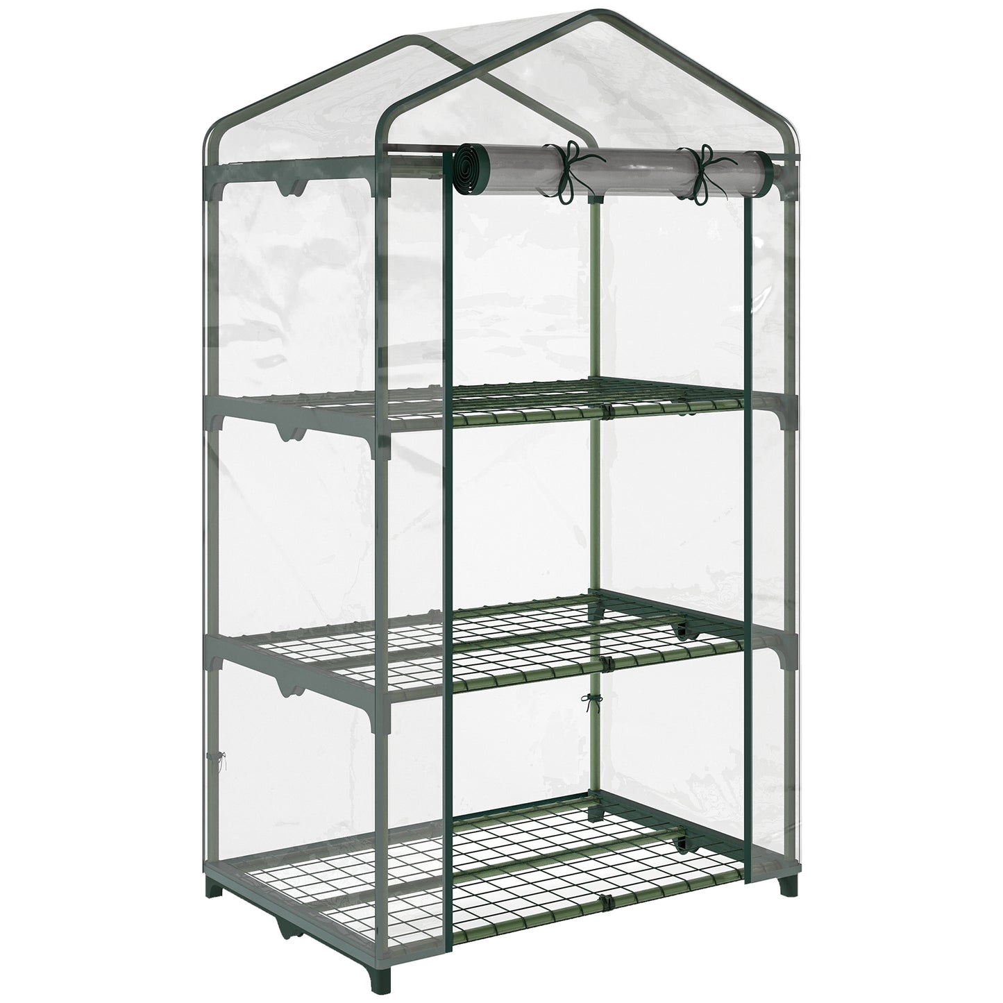 3 Tier Mini Greenhouse Portable Garden Grow House with Roll Up Door