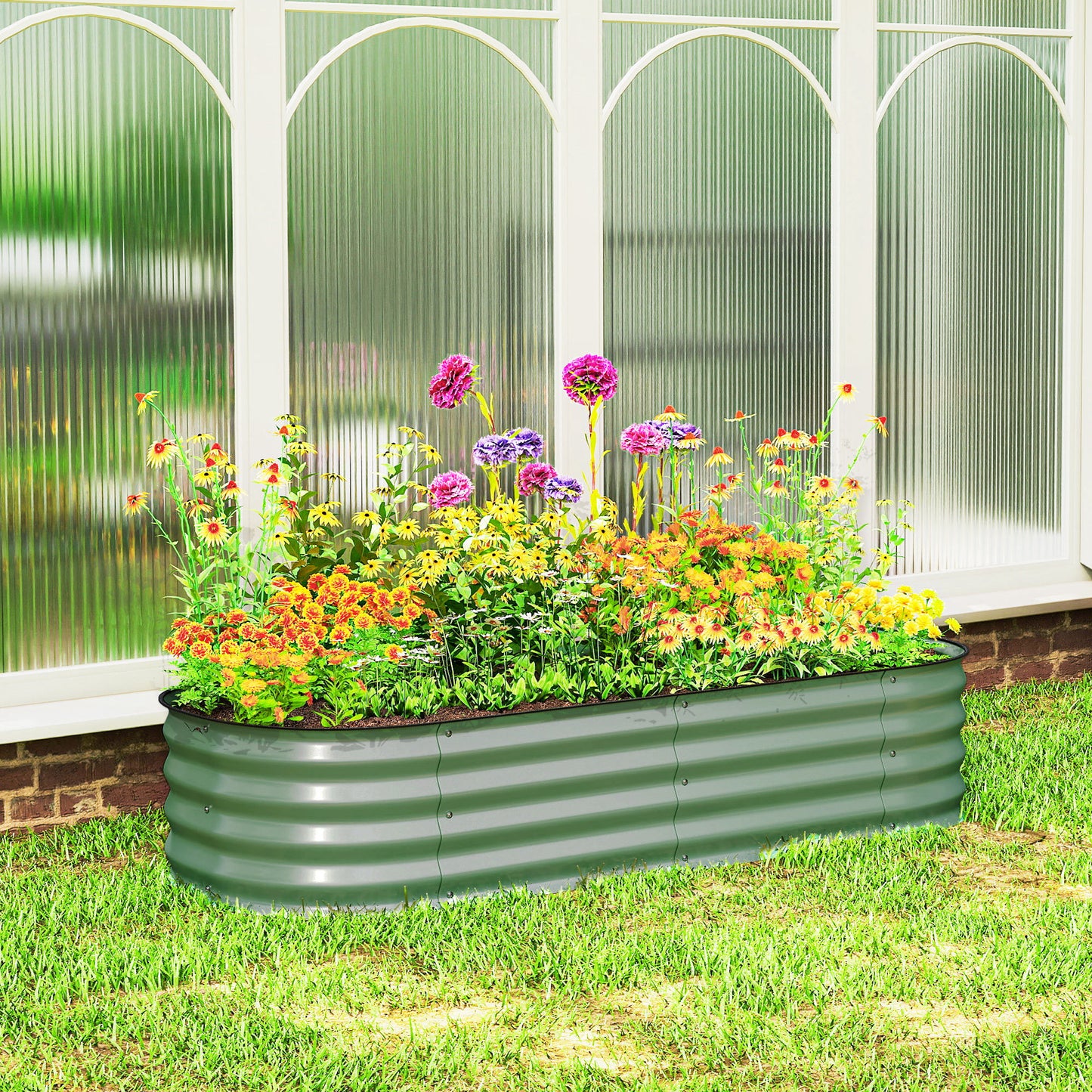 Galvanised Raised Garden Bed, Metal Planter Box with Safety Edging (4)