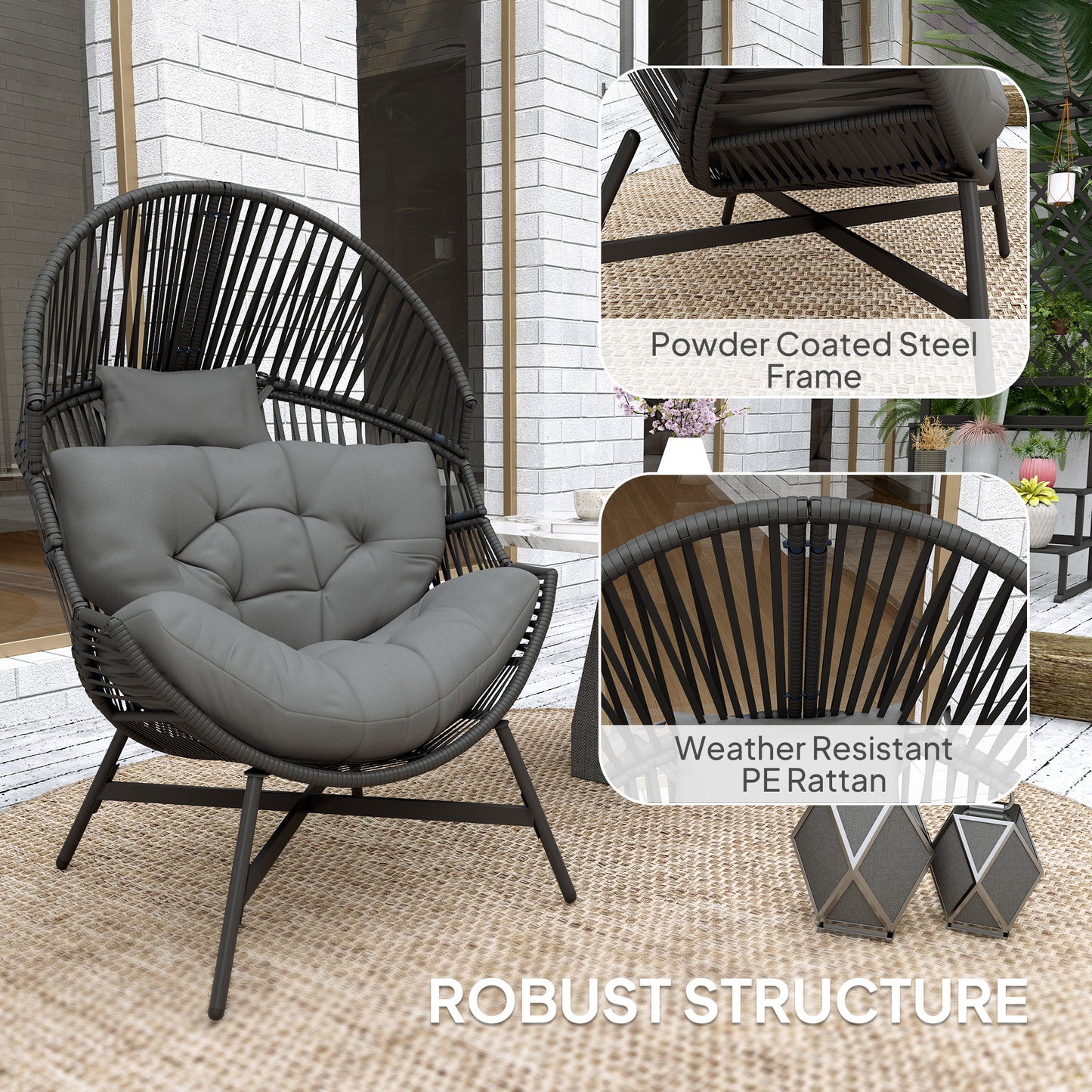 Rattan Egg Chair, Oversized Freestanding Garden Egg Chair