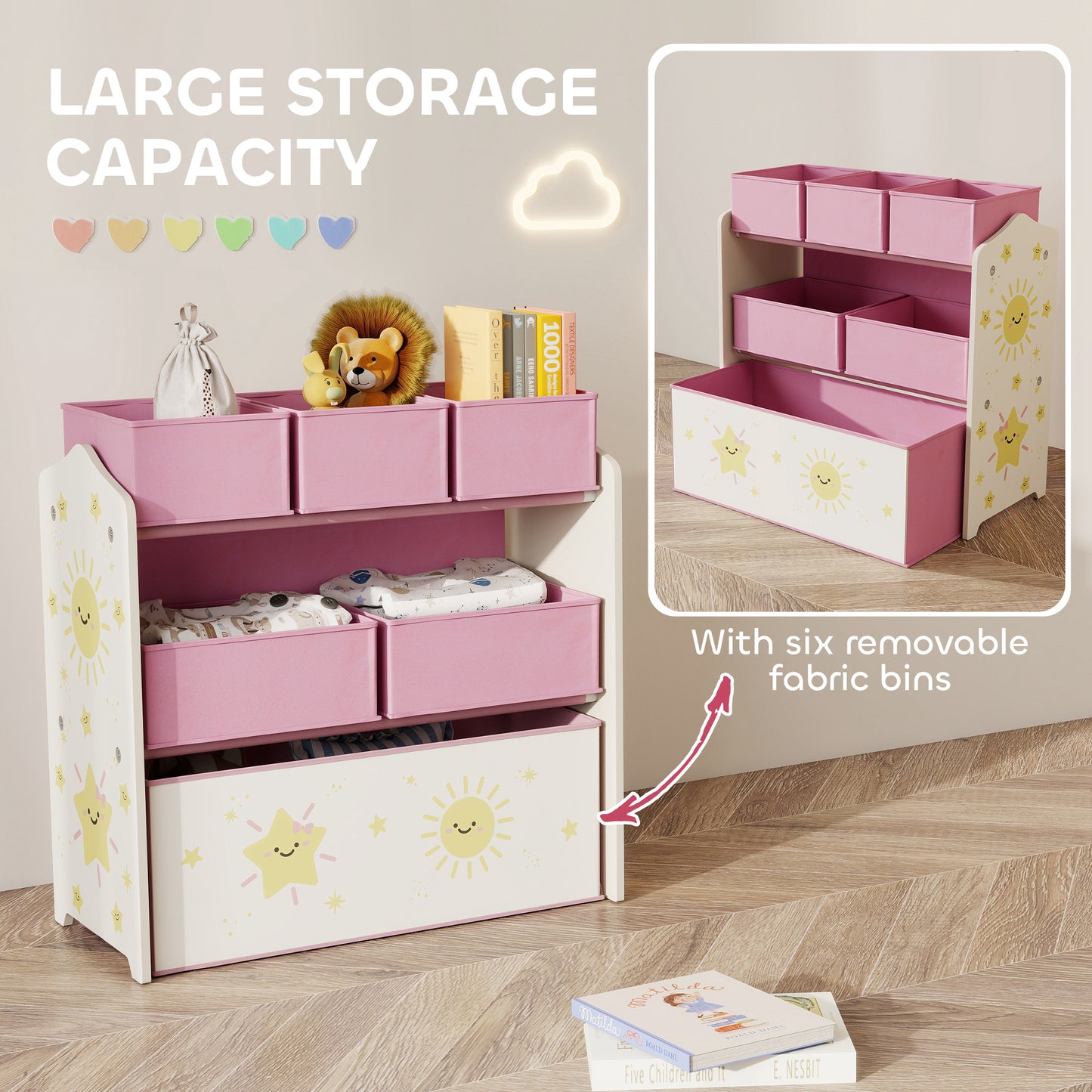 Kids Toy Storage Units, 3-Tier Toy Organiser Shelf