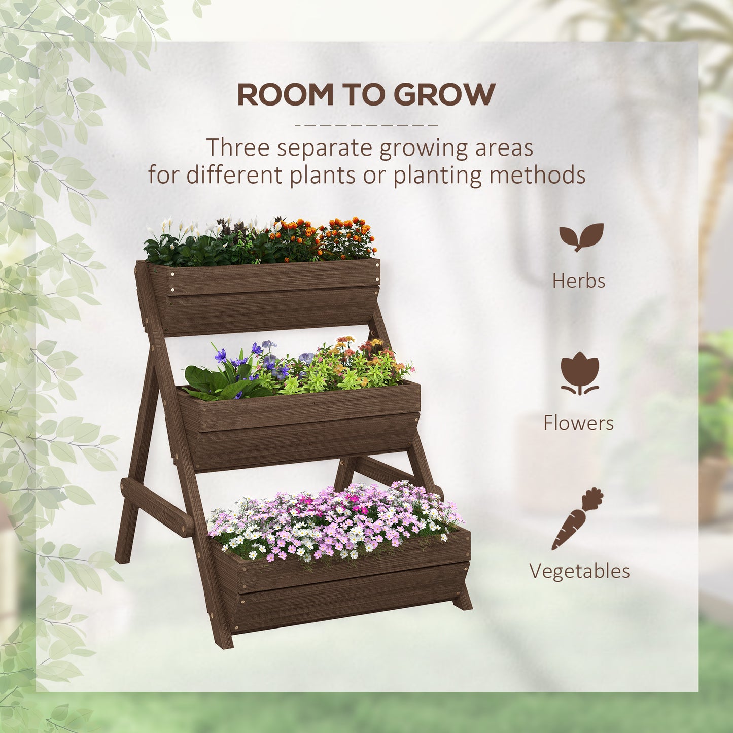 3 Tier Raised Garden Bed Wooden Elevated Planter Box Kit