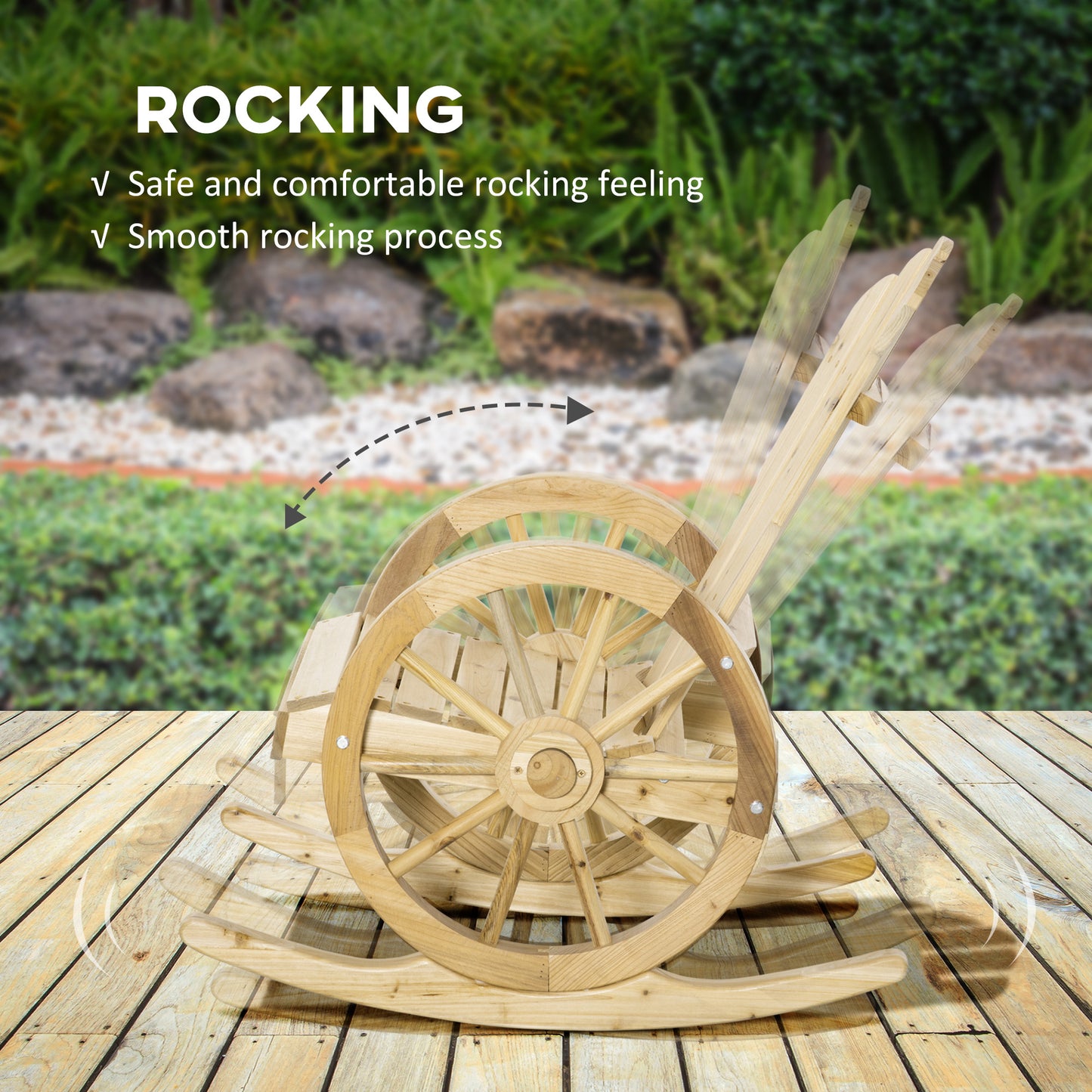 2 Piece Wooden Adirondack Rocking Chair Reclining Armchair Outdoor (1)