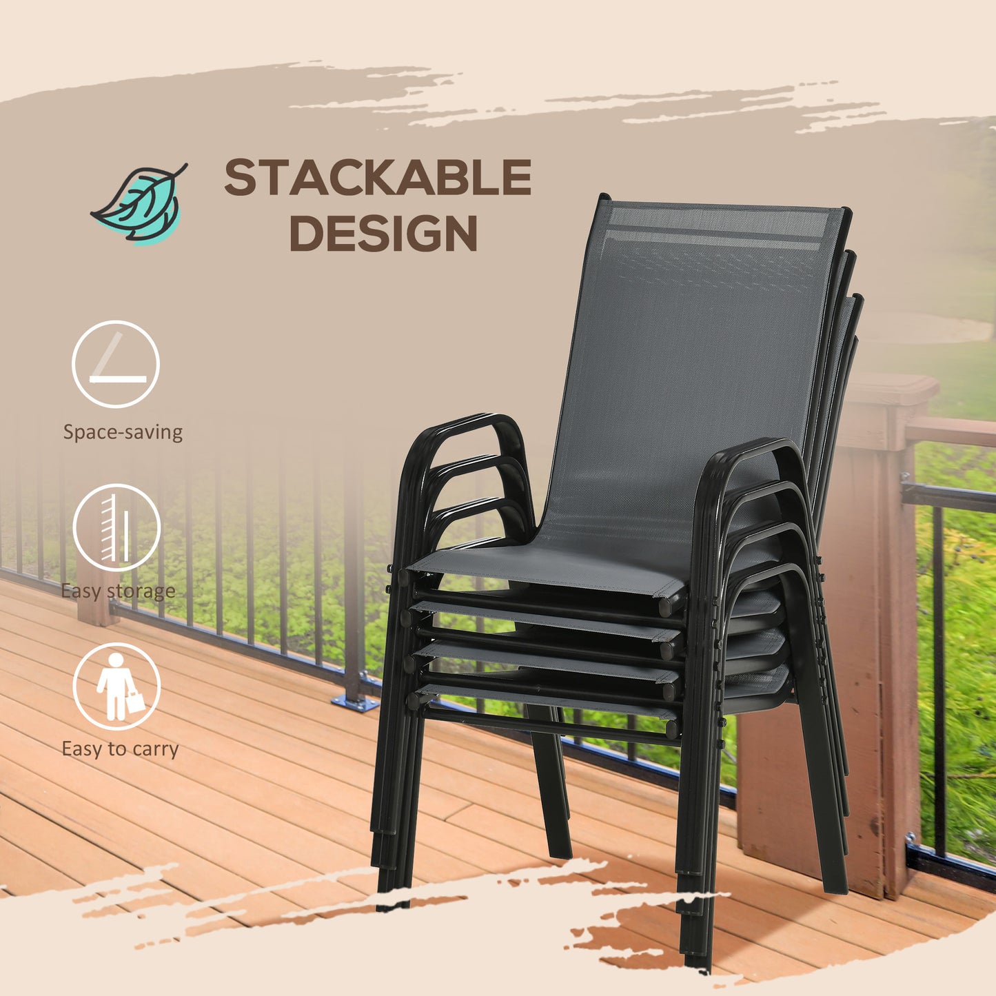 Set of Four Stackable Mesh Seat Chairs (2)