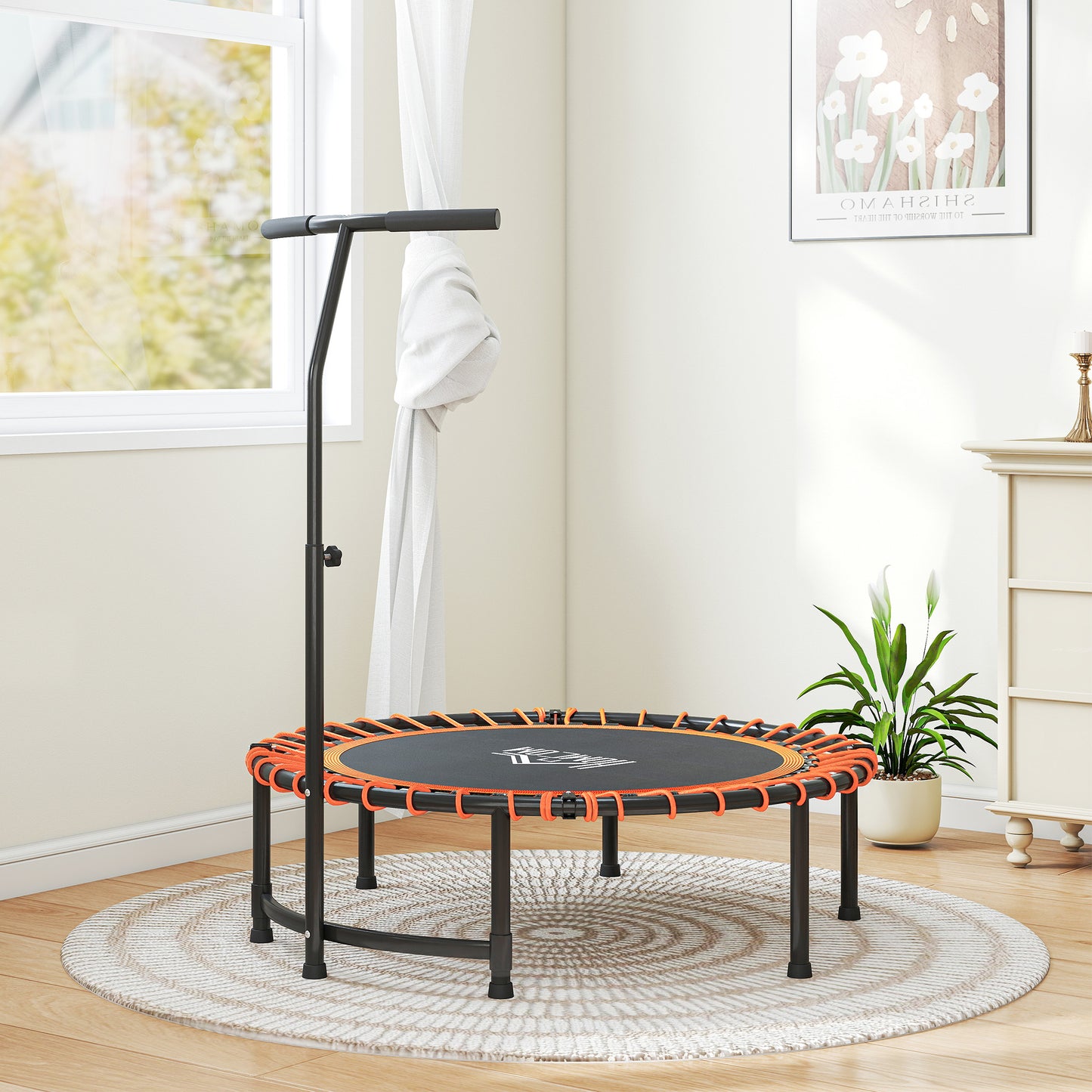 Mini Round Steel Frame Trampoline w/ Adjustable Handle