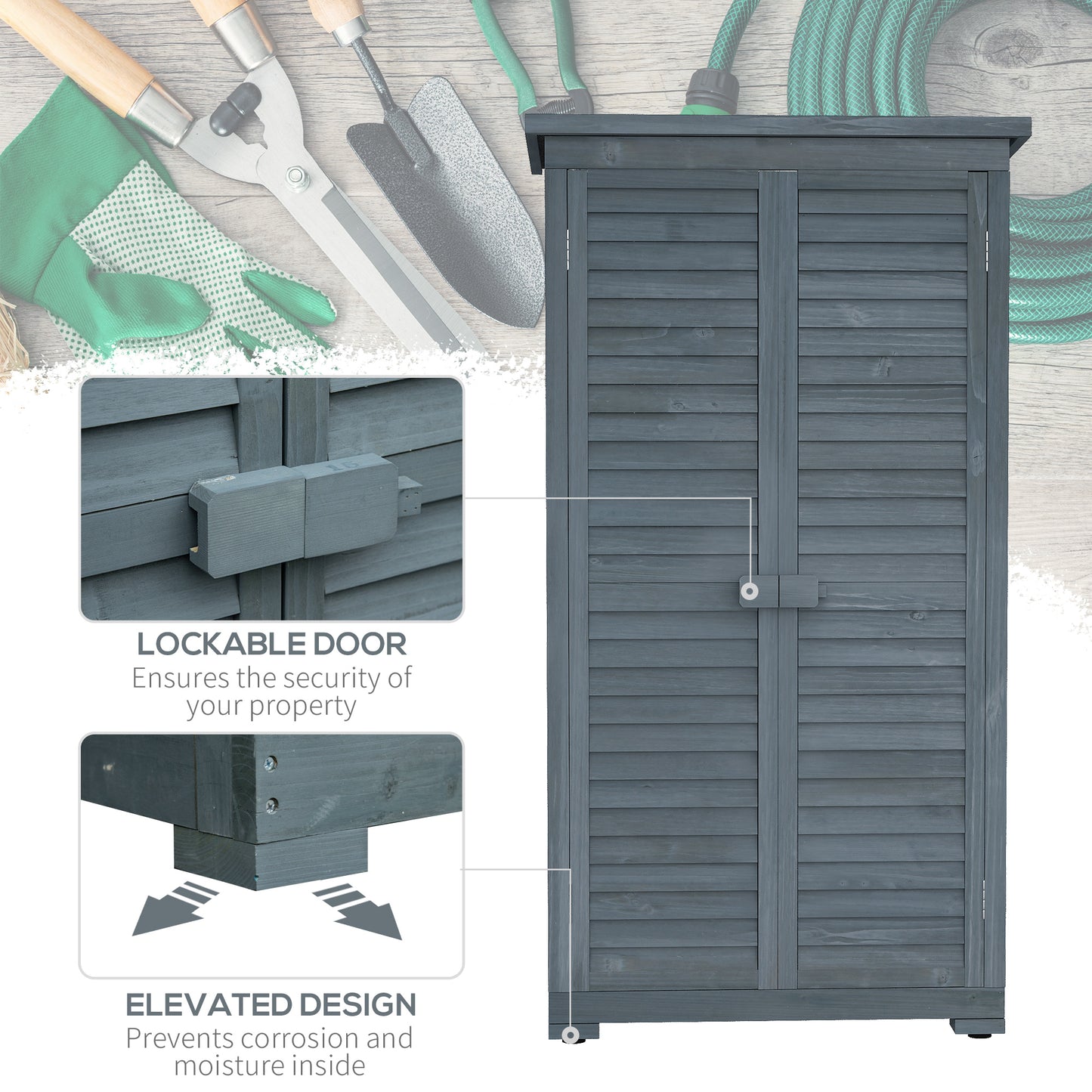 39.5 x 79cm Fir Wood Garden Shed