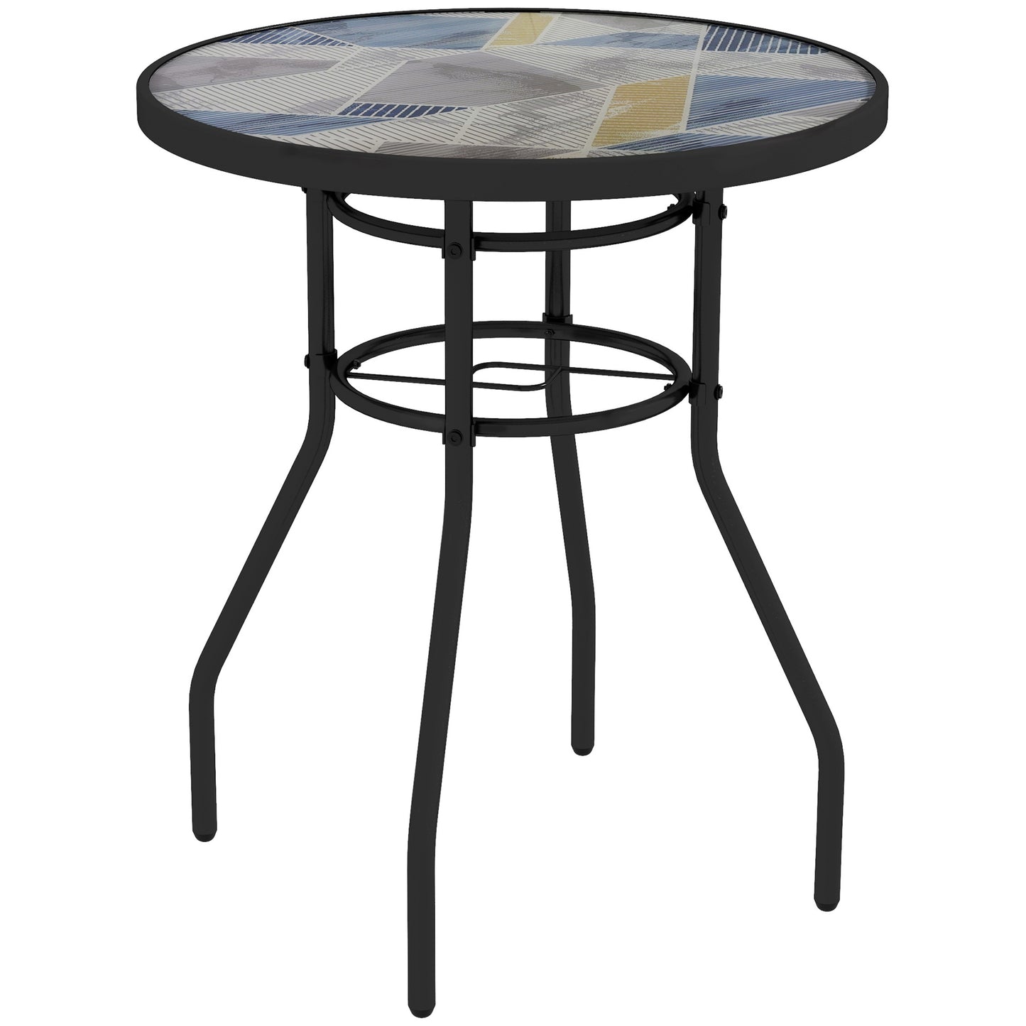 Φ60 Garden Table, with Glass Printed Tabletop