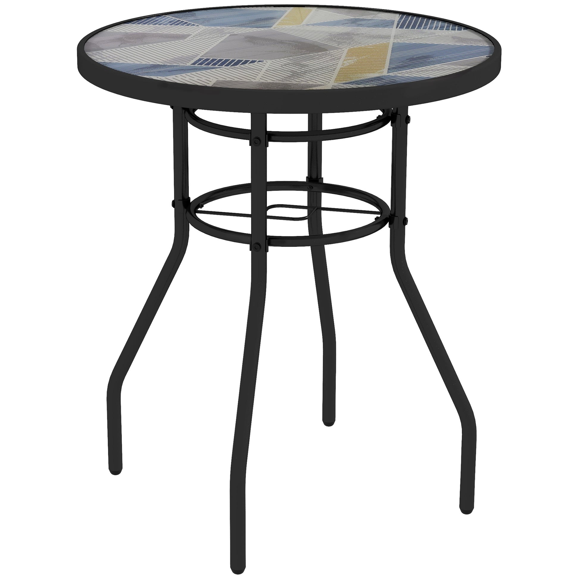 Φ60 Garden Table, with Glass Printed Tabletop
