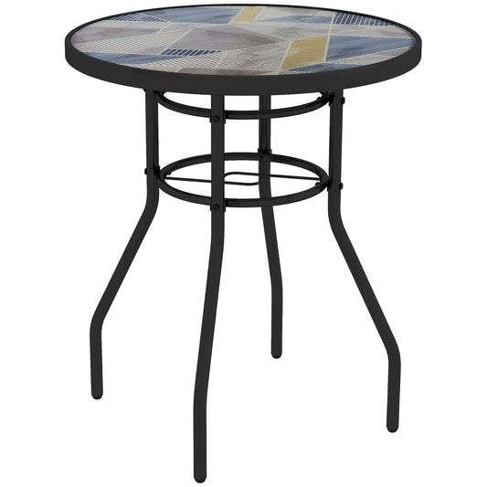 Φ60 Garden Table, with Glass Printed Tabletop