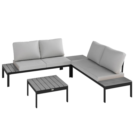 Four-Piece Garden Corner Sofa Set with 2 Loveseats and 2 Coffee Tables