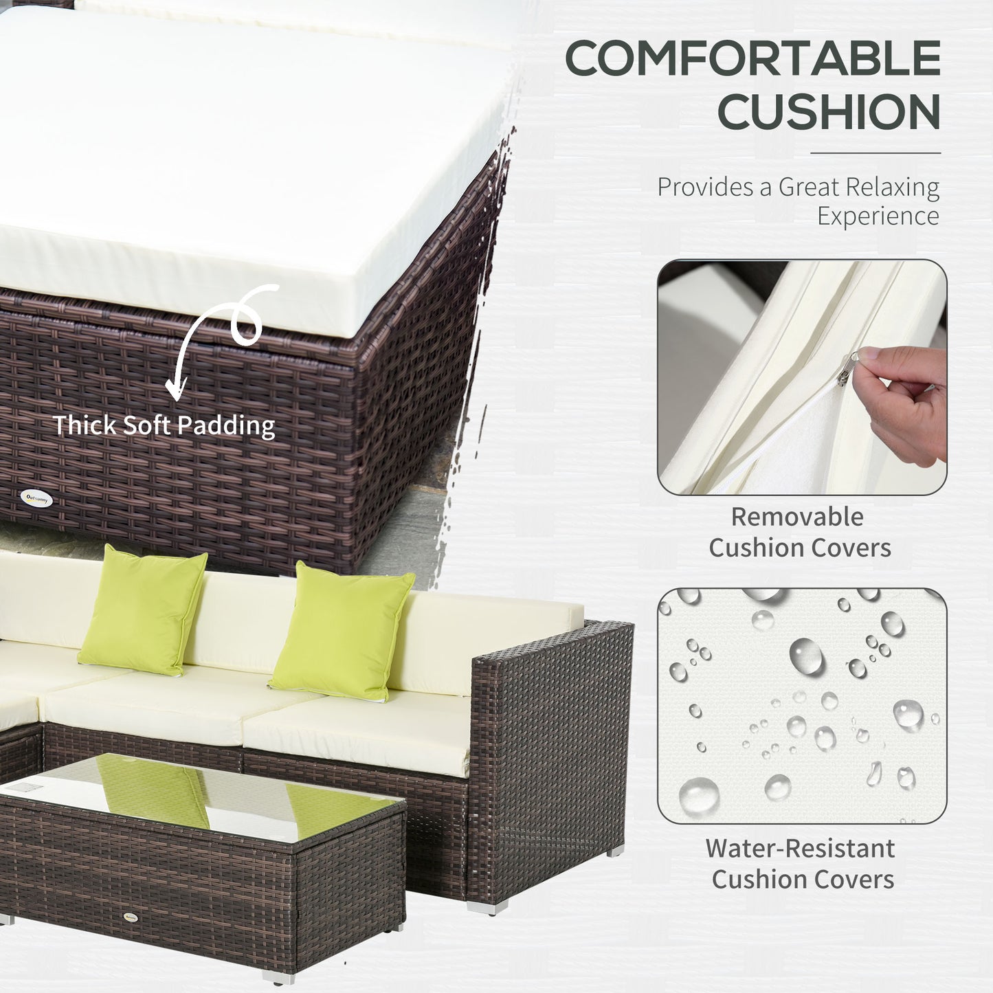 Rattan Corner Sofa Set 4-Seater Outdoor Garden Sofa for Patio