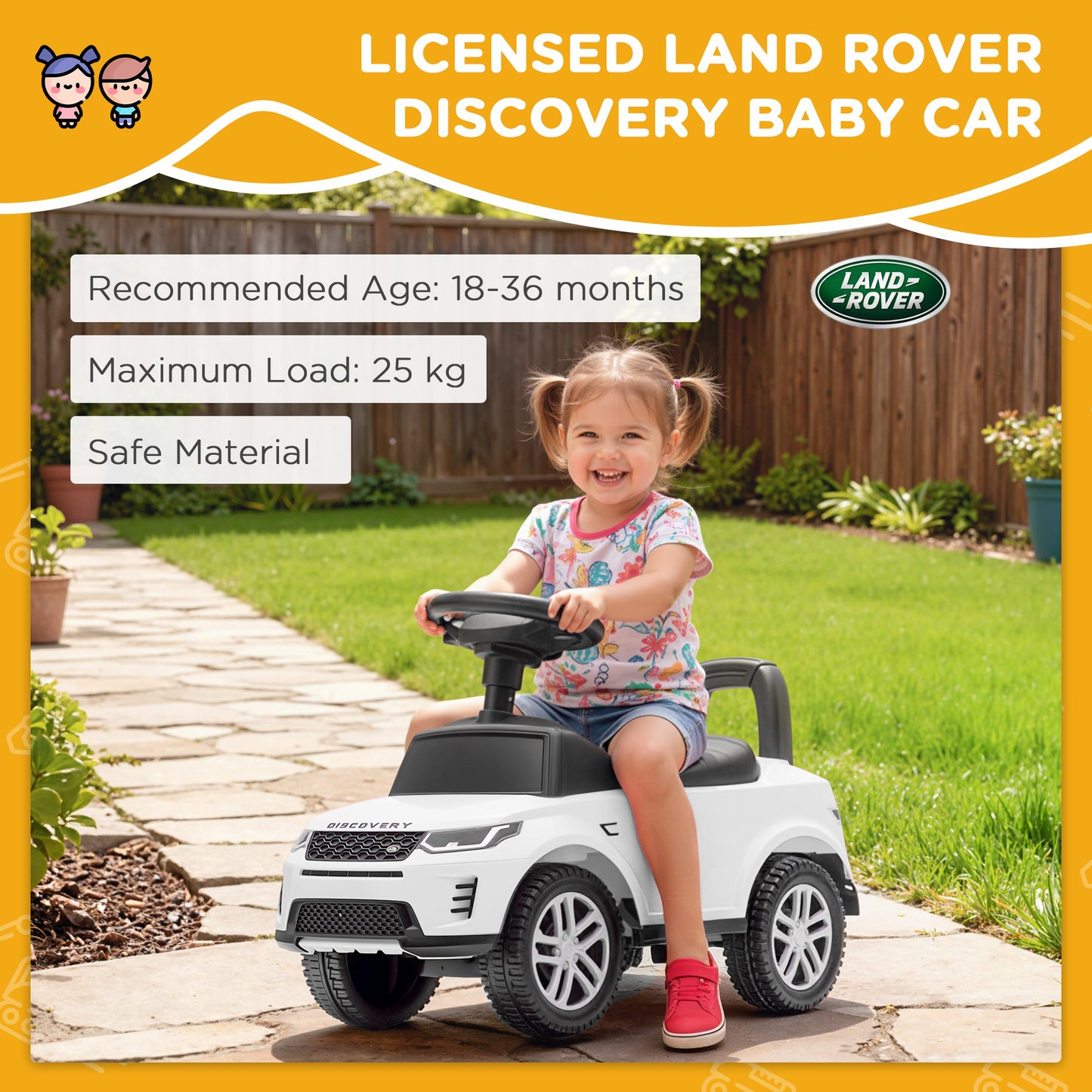 Land Rover Licensed Toddler Ride on Car with Horn, Engine Sounds