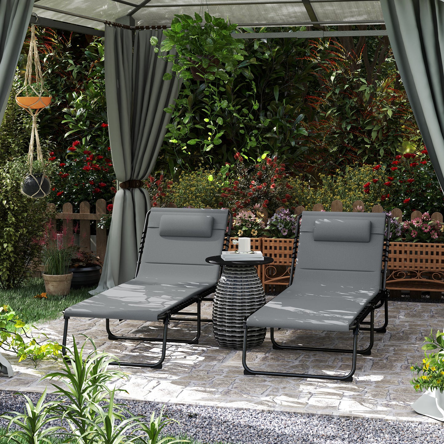 Set of Two Reclining Sun Loungers (4)