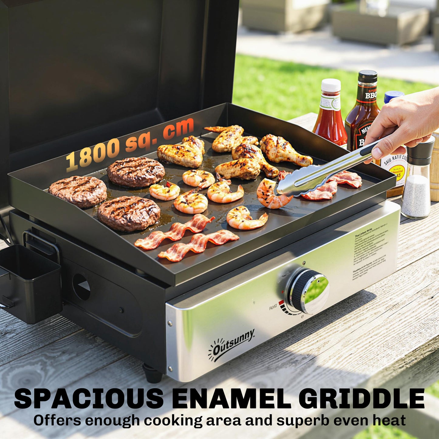 Grill Griddle, Portable Gas Plancha, 3.5 kW