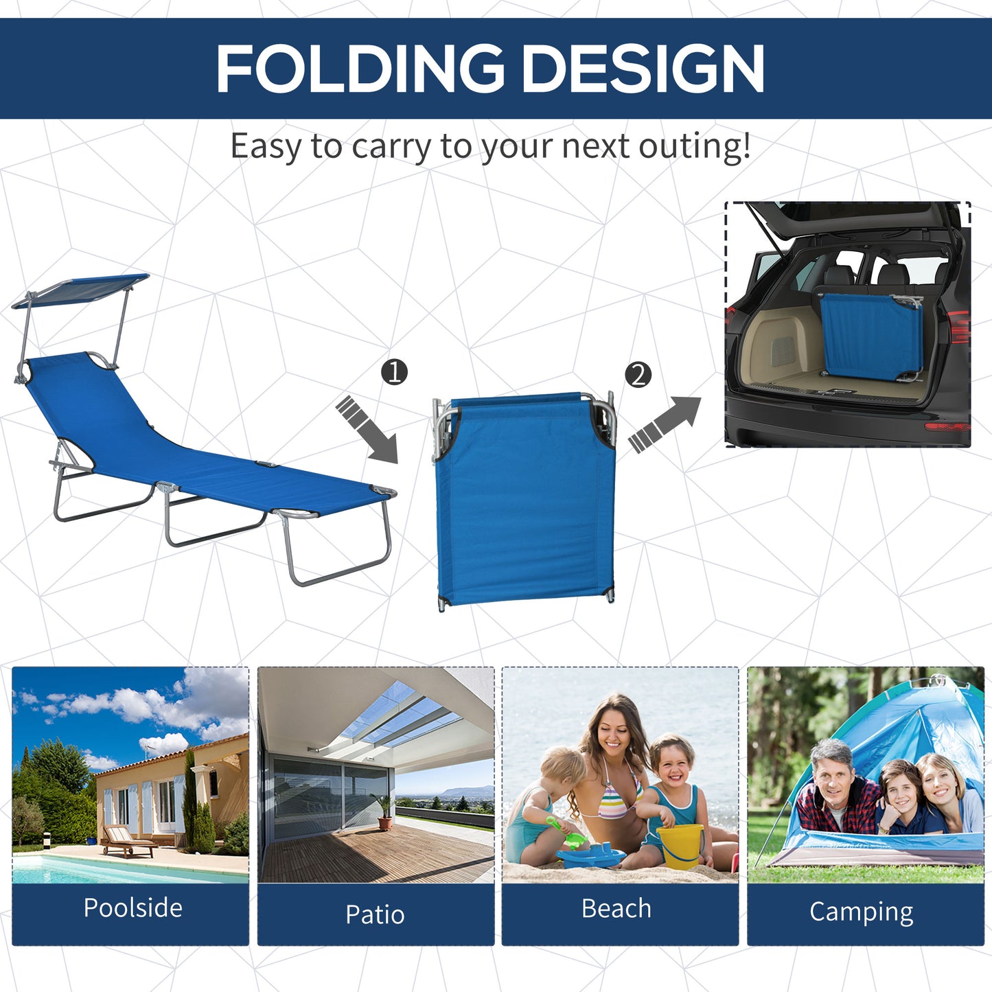 Folding Sun Lounger with Canopy