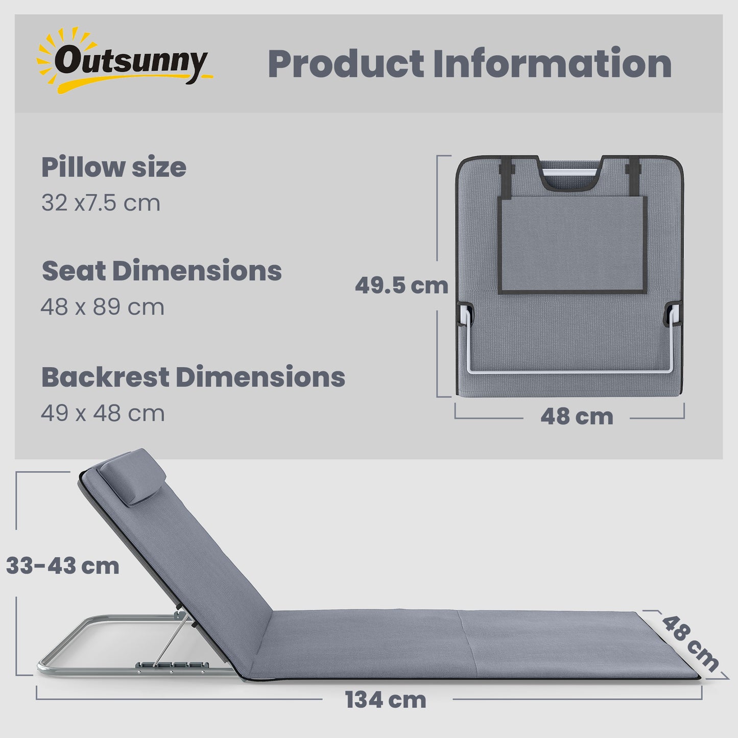 Set of 2 Foldable Garden Beach Chair Mat Lightweight Outdoor Sun