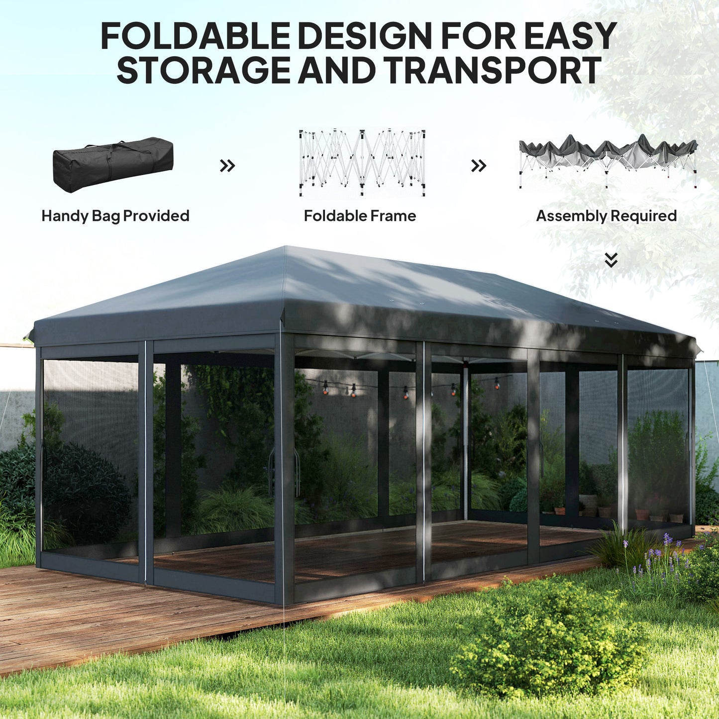 3 x 6m Pop Up Gazebo, Outdoor Canopy Shelter