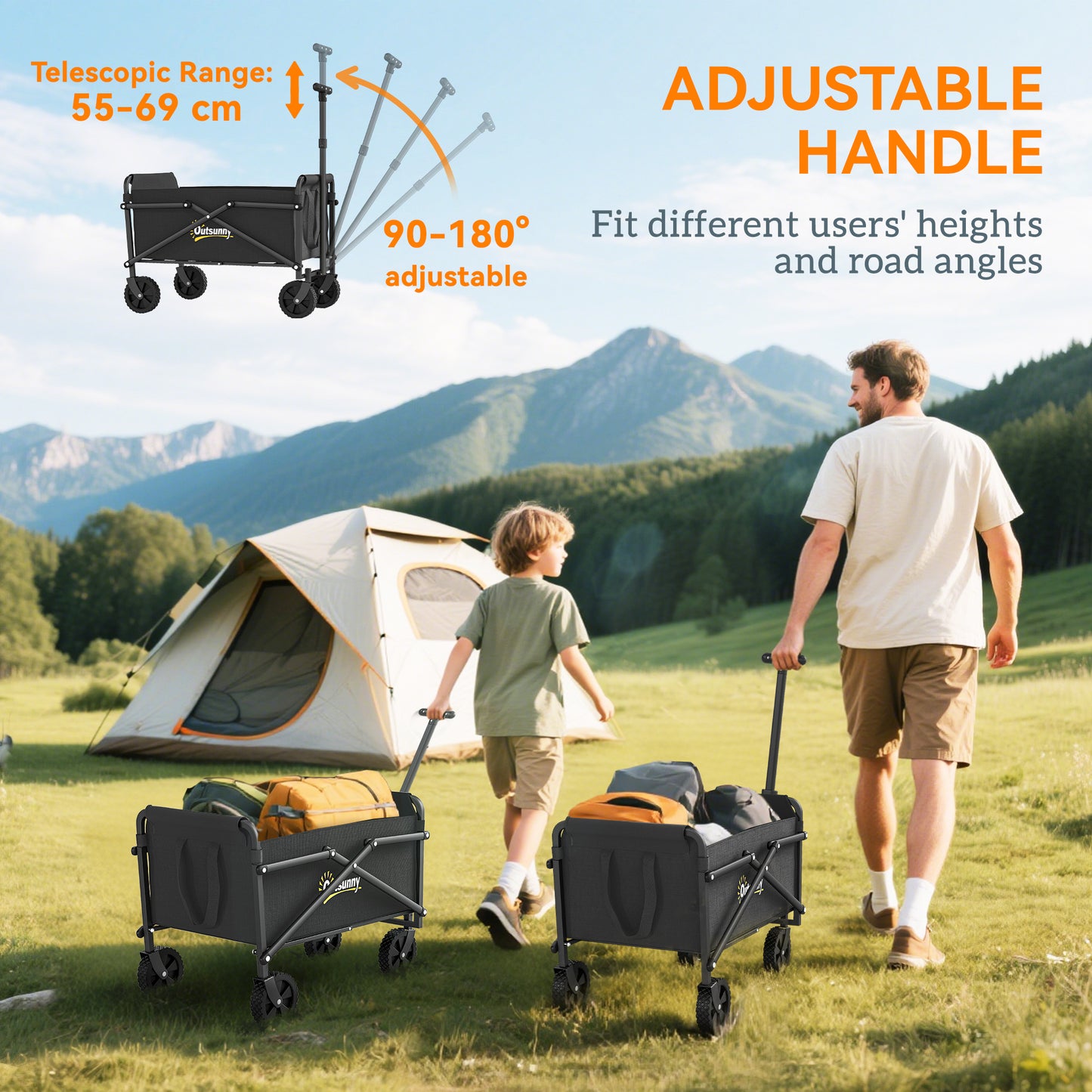 41L Festival Trolley on Wheels, Compact Garden Folding Trolley Cart