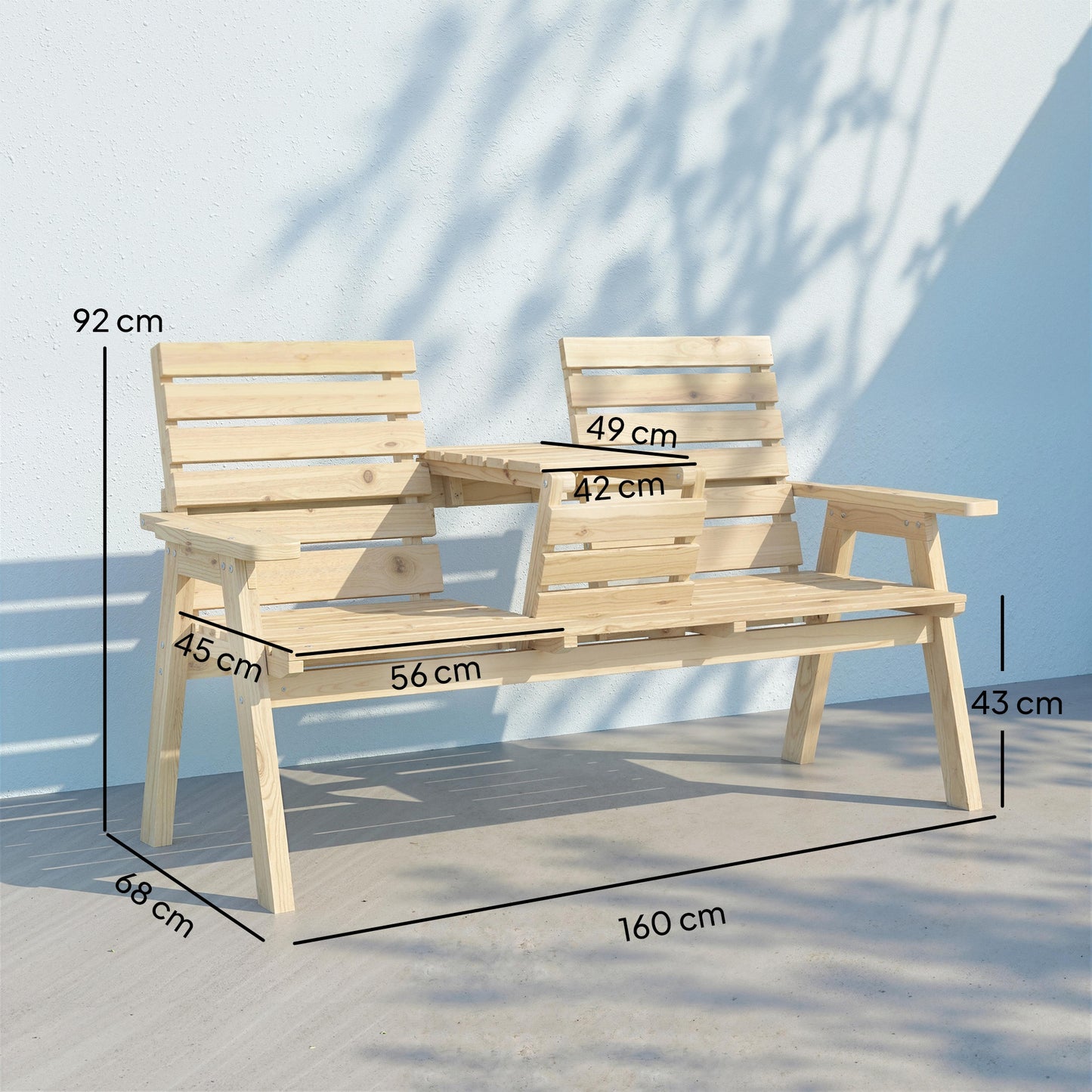 Fir Wood Convertible 2 to 3 Seater Outdoor Garden Bench