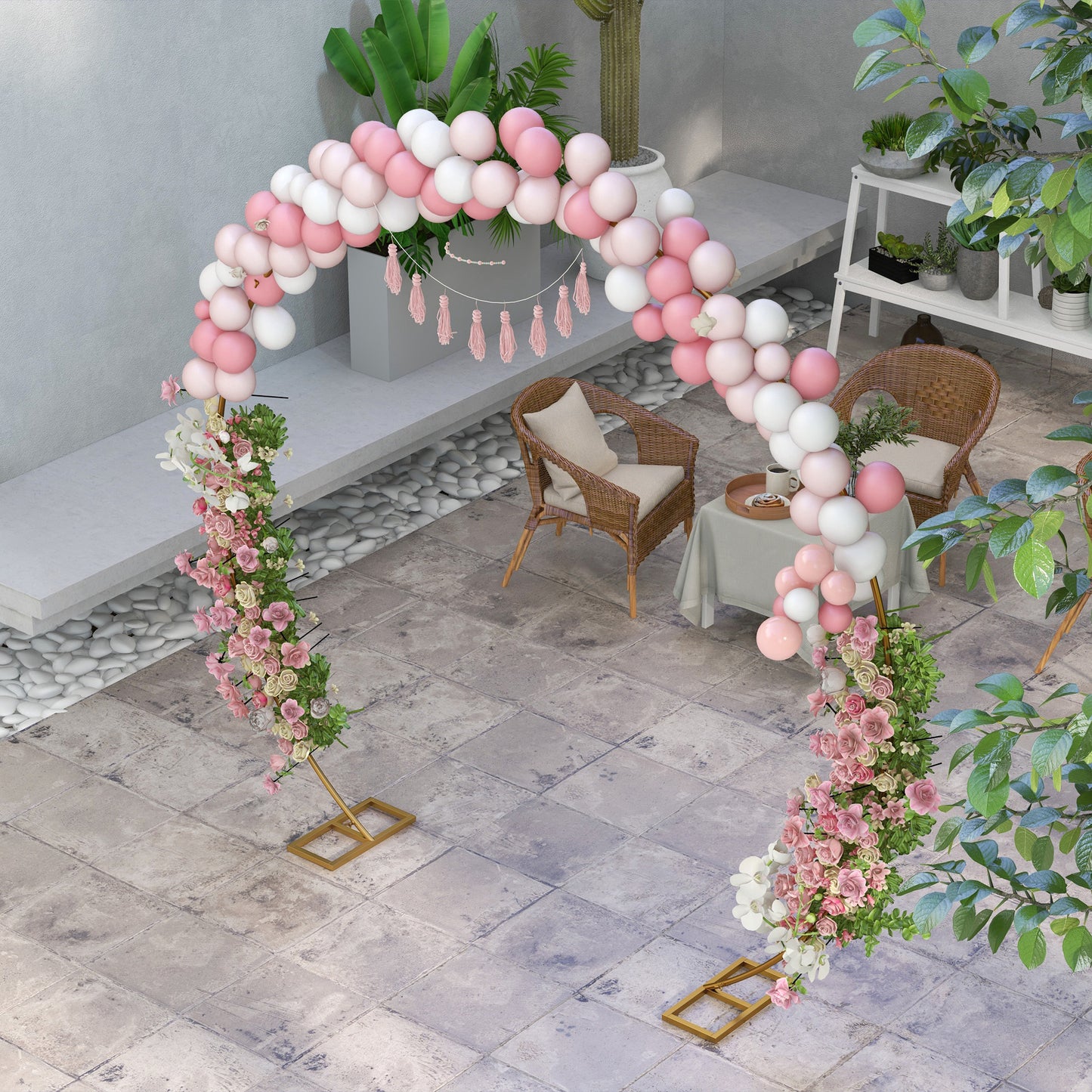280cm Gold Backdrop Stand, Round Metal Wedding Arch