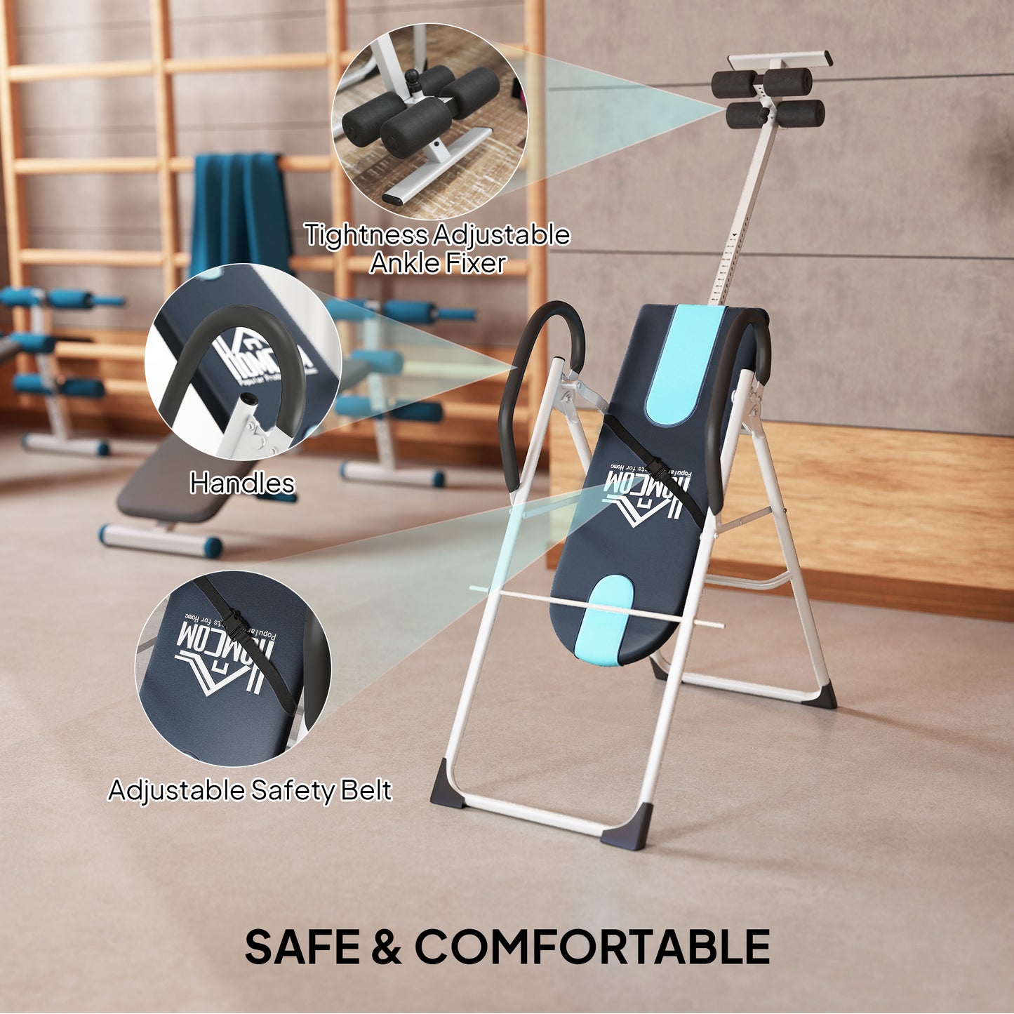 Foldable Gravity Inversion Table Back Therapy Home Fitness Bench