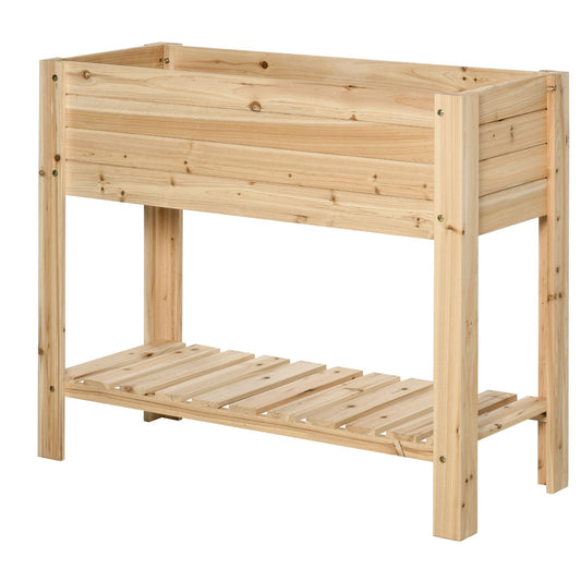 Wooden Raised Plant Stand Outdoor Flower Bed Box