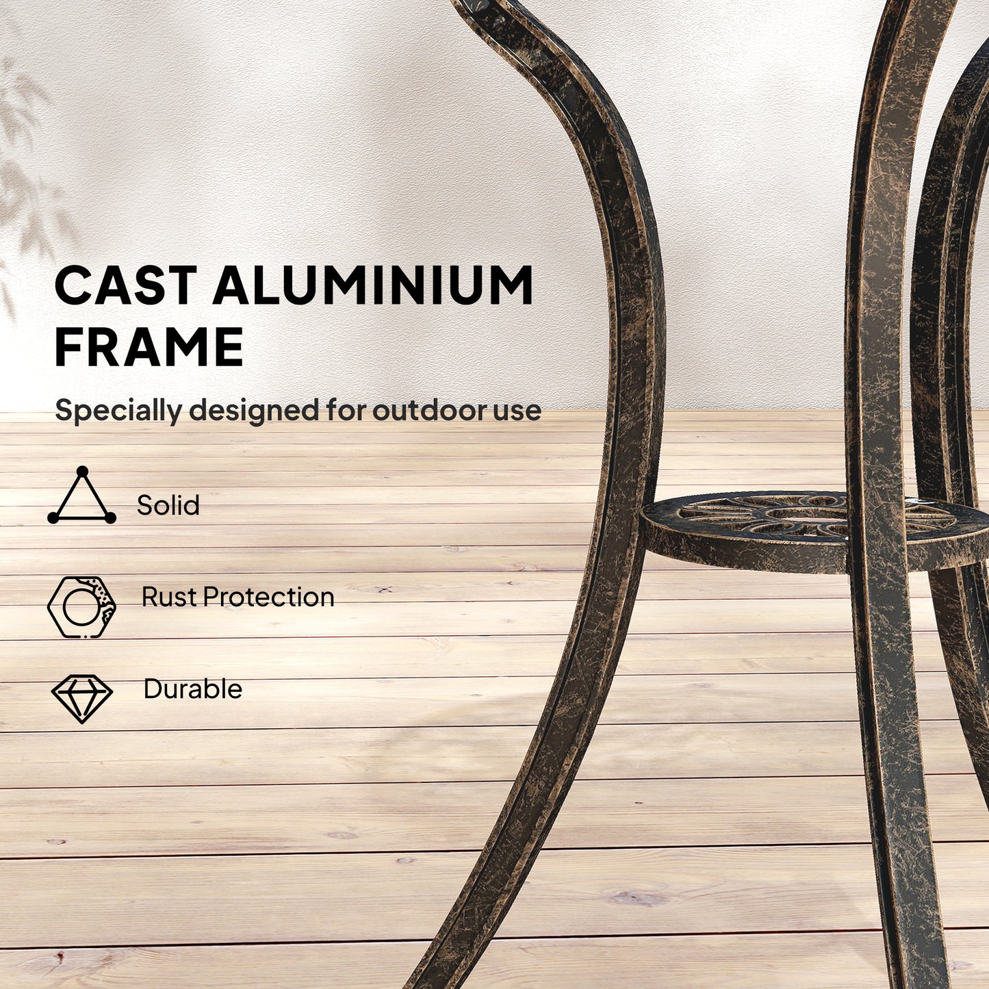 Outdoor Bistro Set for 2 Cast Aluminium Patio Furniture