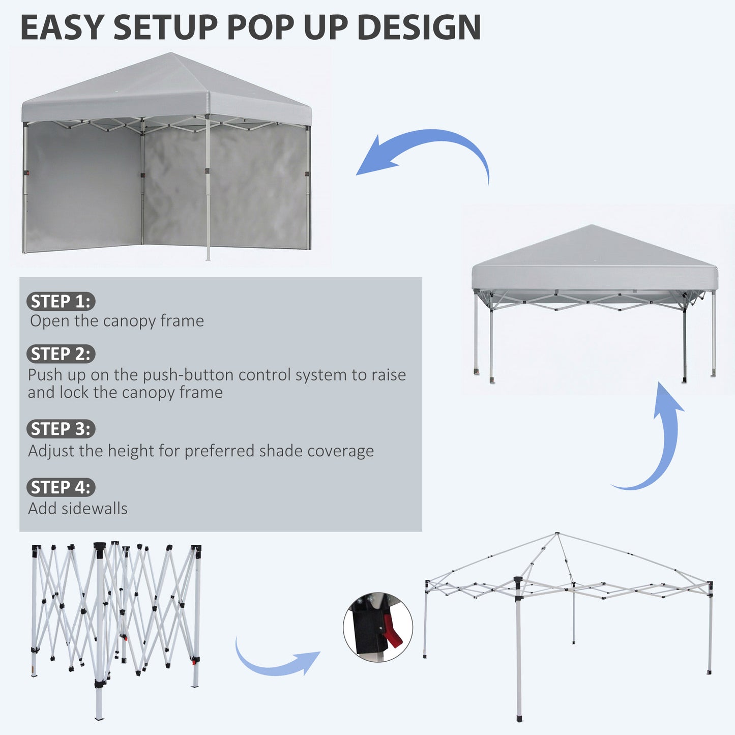 3 x 3 m Pop Up Gazebo, UPF 30+ Party Tent with 2 Sidewalls
