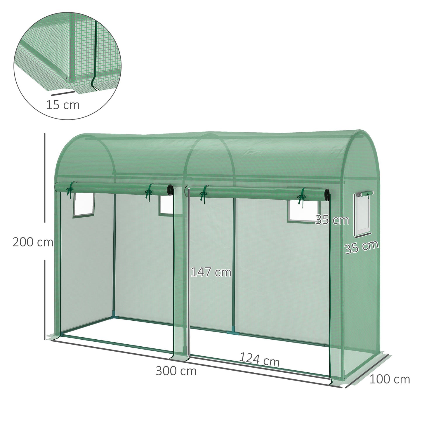 Walk-in Greenhouse, Tomato Greenhouse with Double Doors & 4 Windows